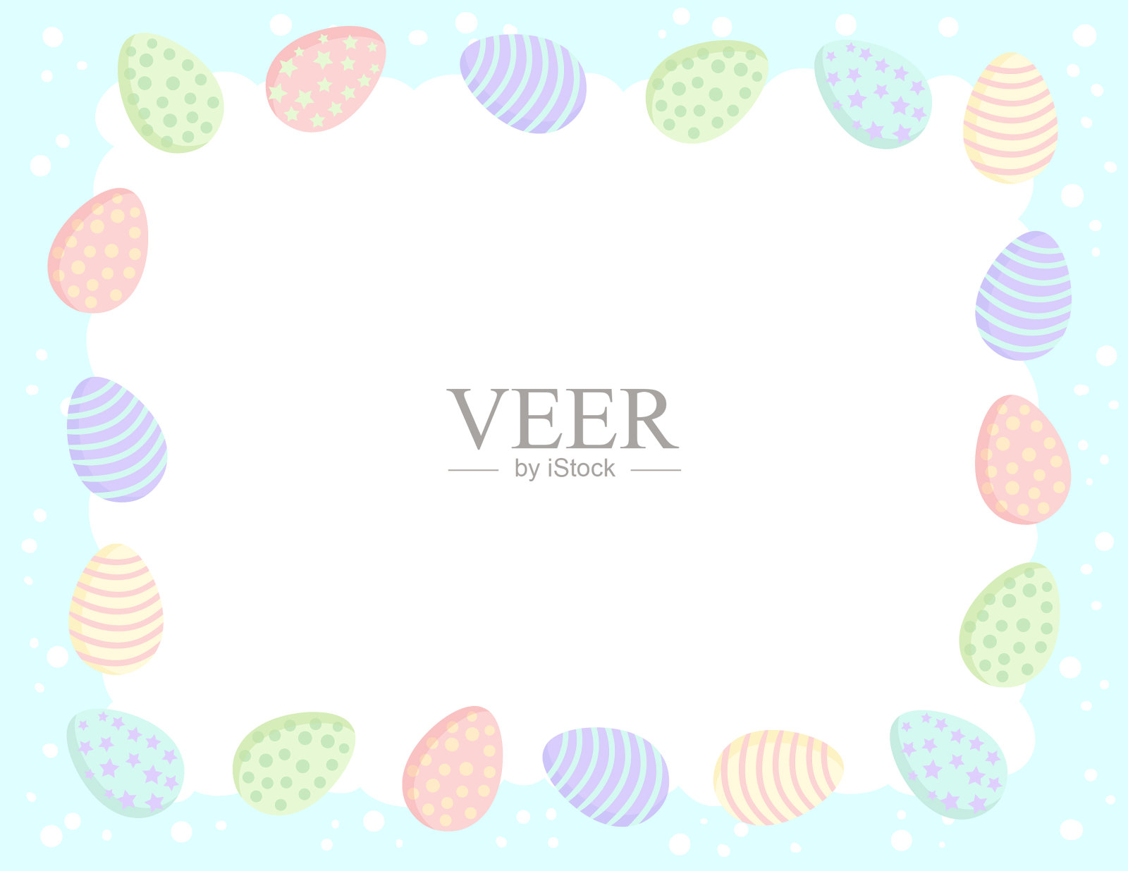 彩色蜡笔画的复活节彩蛋明信片模板插画图片素材