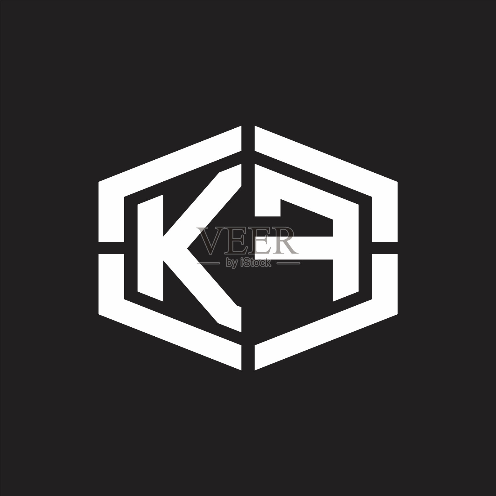 Kf标志用六边形字母组合而成插画图片素材