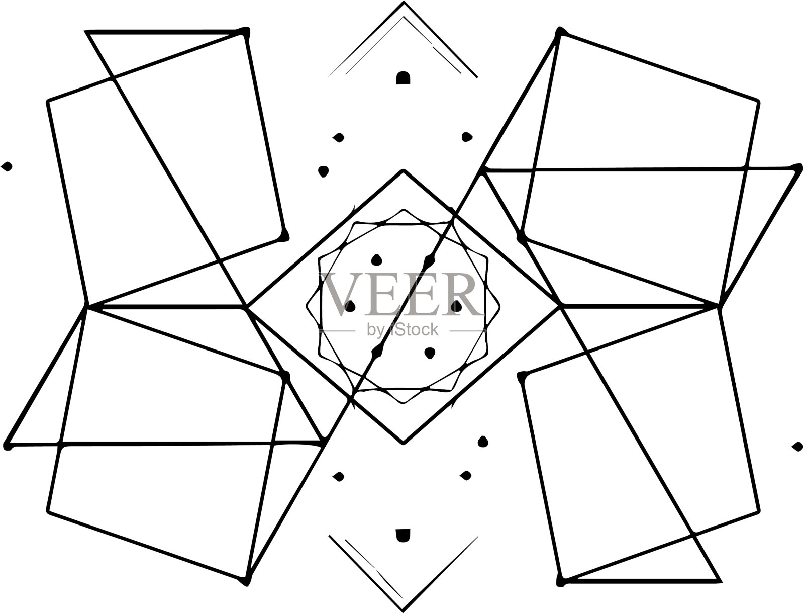 曼荼罗圆形图案古印第安部落海娜插画图片素材