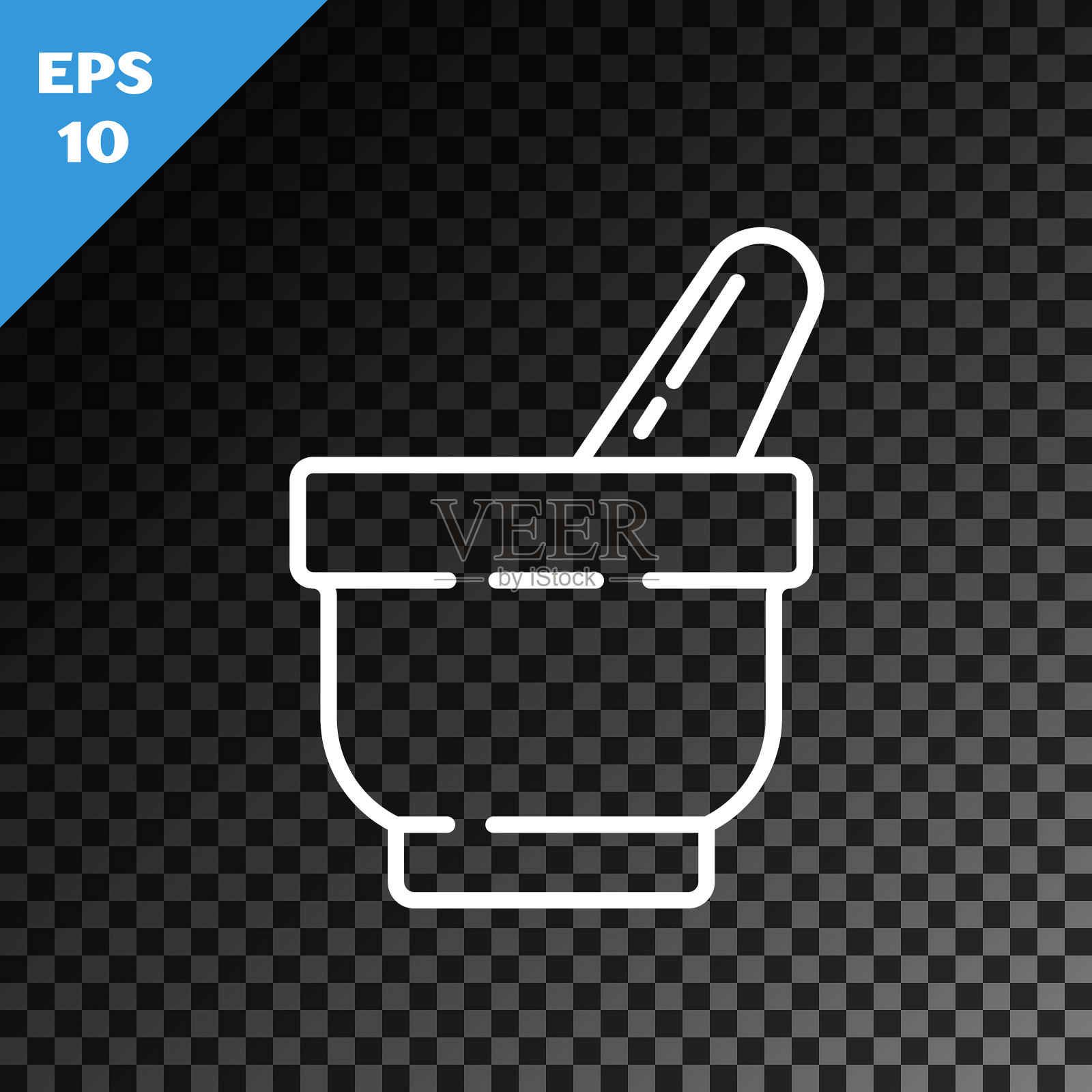 白线臼和杵的图标孤立上插画图片素材