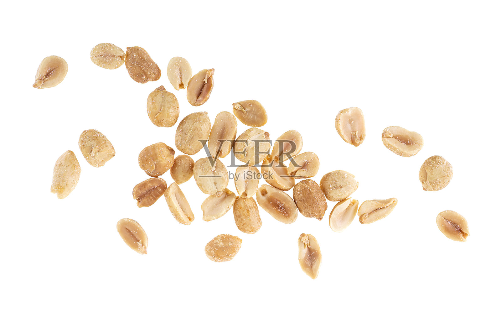 顶视图烤盐花生孤立在一个白色的背景照片摄影图片