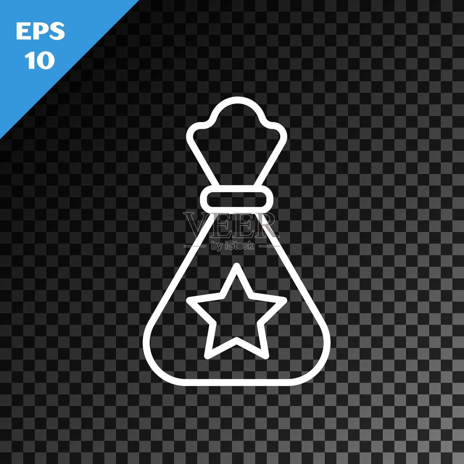 白线圣诞老人袋礼物图标孤立上插画图片素材