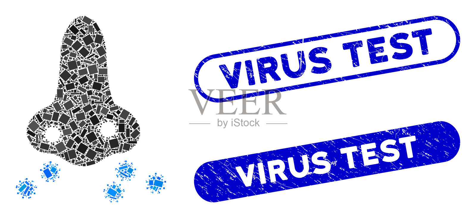 带有冠状病毒的马赛克鼻流感图标插画图片素材