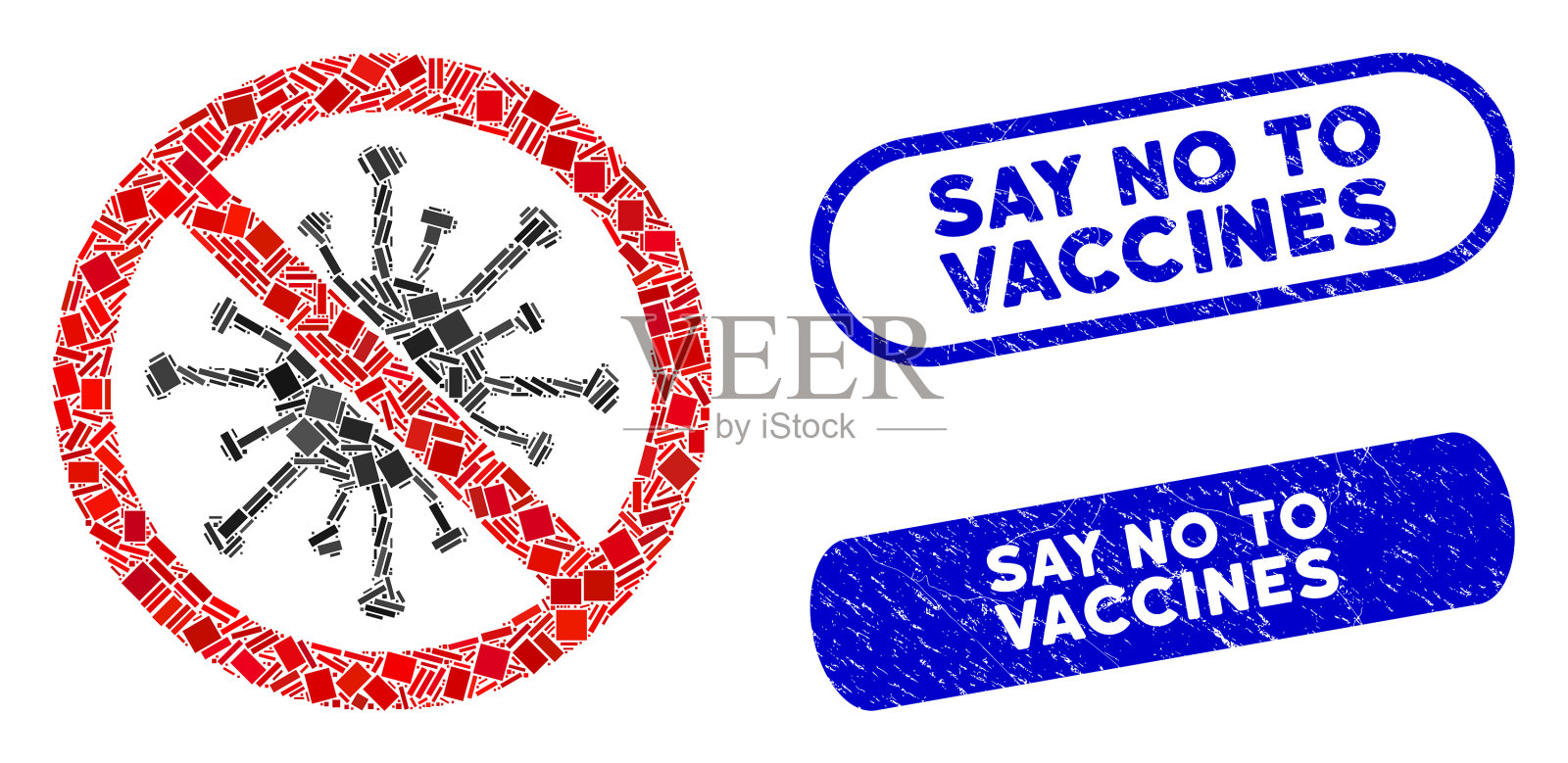 带有冠状病毒的马赛克阻止冠状病毒图标插画图片素材