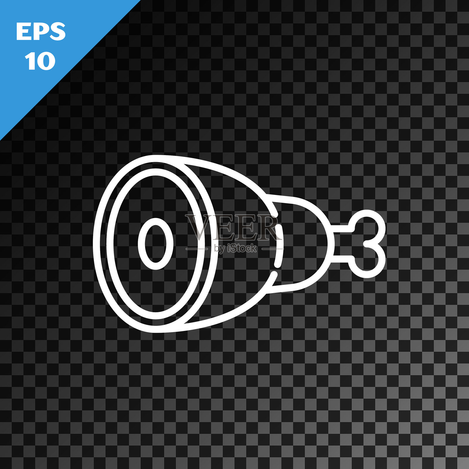 白线鸡腿图标孤立上插画图片素材