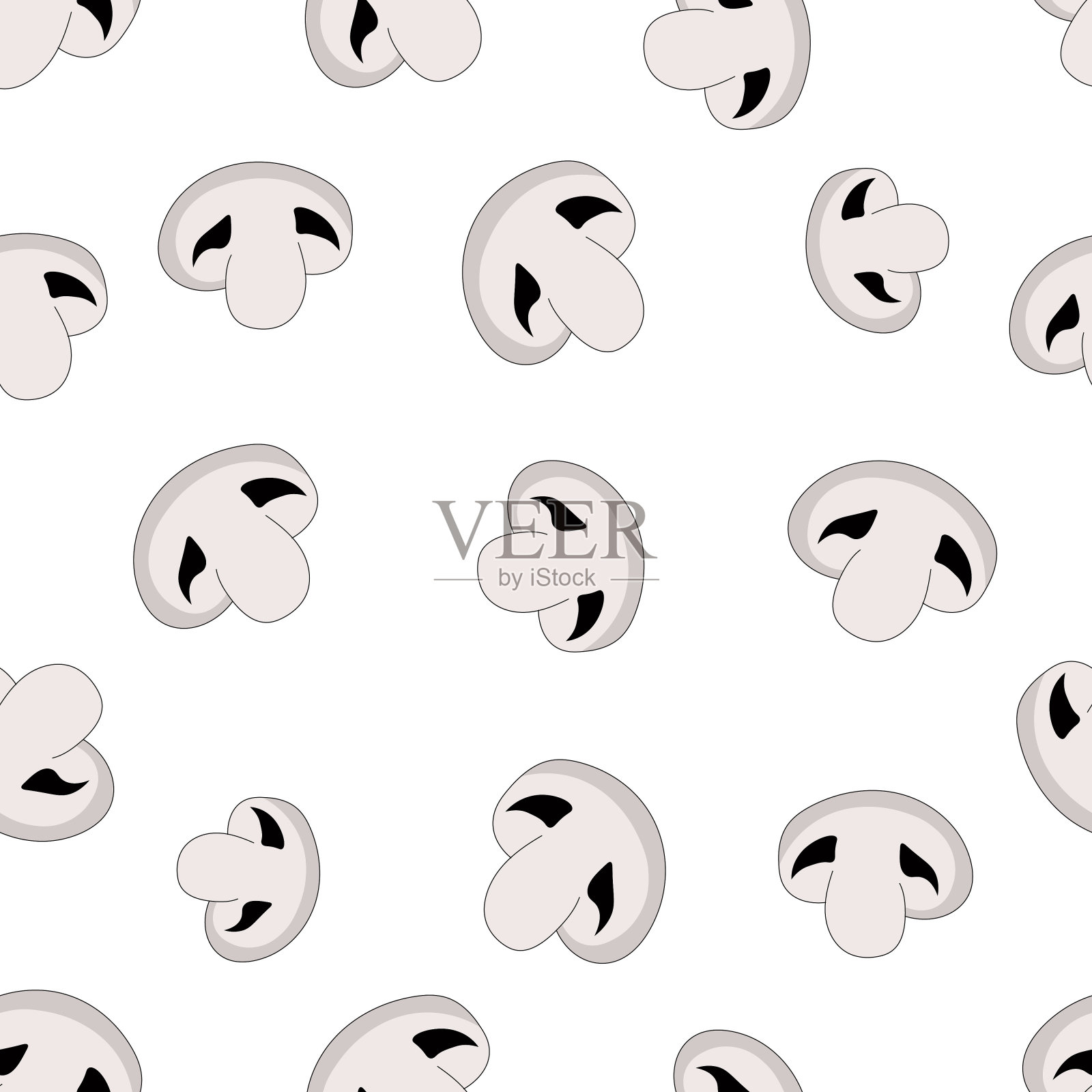 无缝矢量模式与可食用蘑菇。手绘蘑菇的背景织物，纺织品和墙纸。秋天的背景。矢量插图涂鸦。插画图片素材