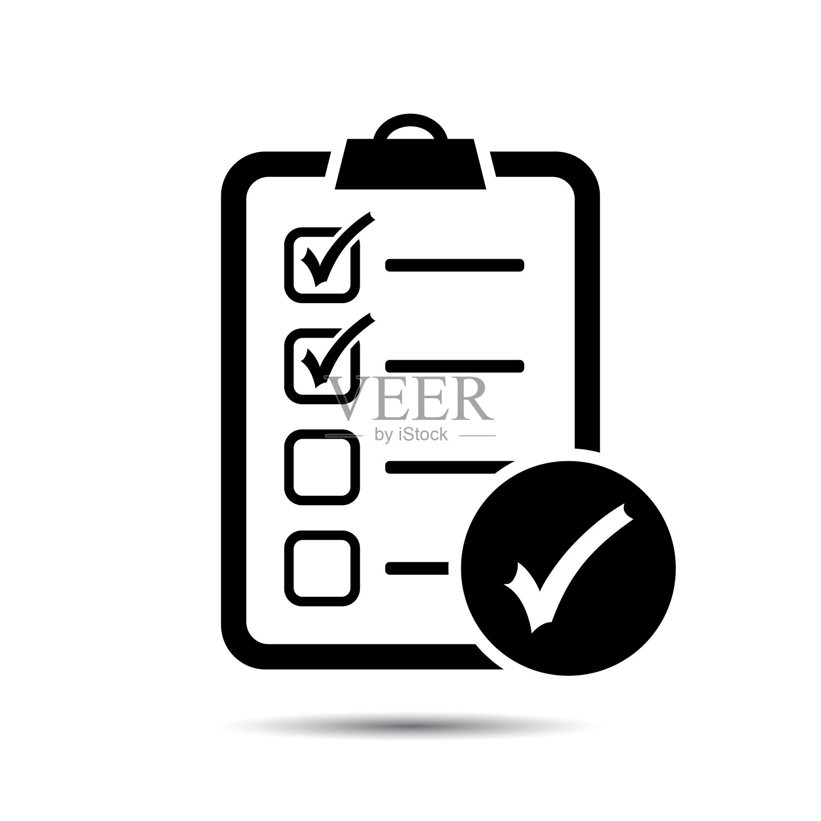 检查列表平面图标。医学检查表,测试。插画图片素材