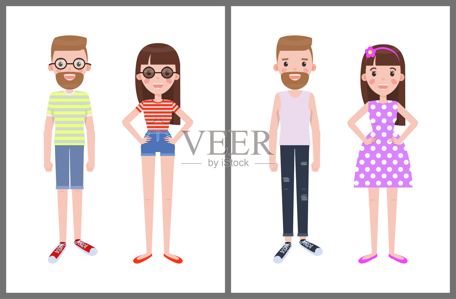 男人和女人日常服装矢量插图插画图片素材