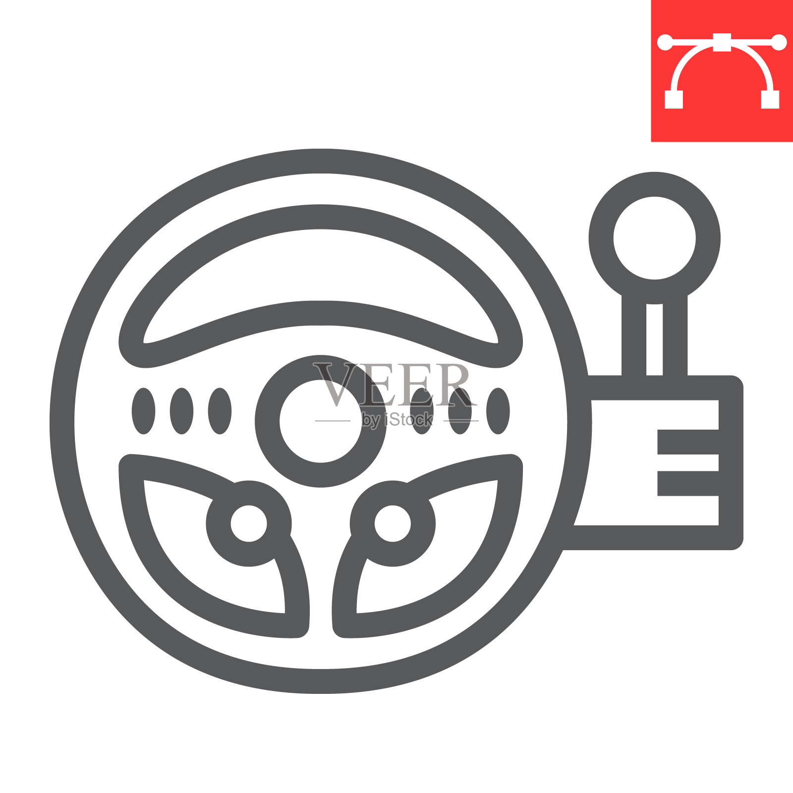 游戏方向盘线图标，视频游戏和模拟器，赛车控制器符号矢量图形，可编辑笔画线性图标，eps 10。插画图片素材