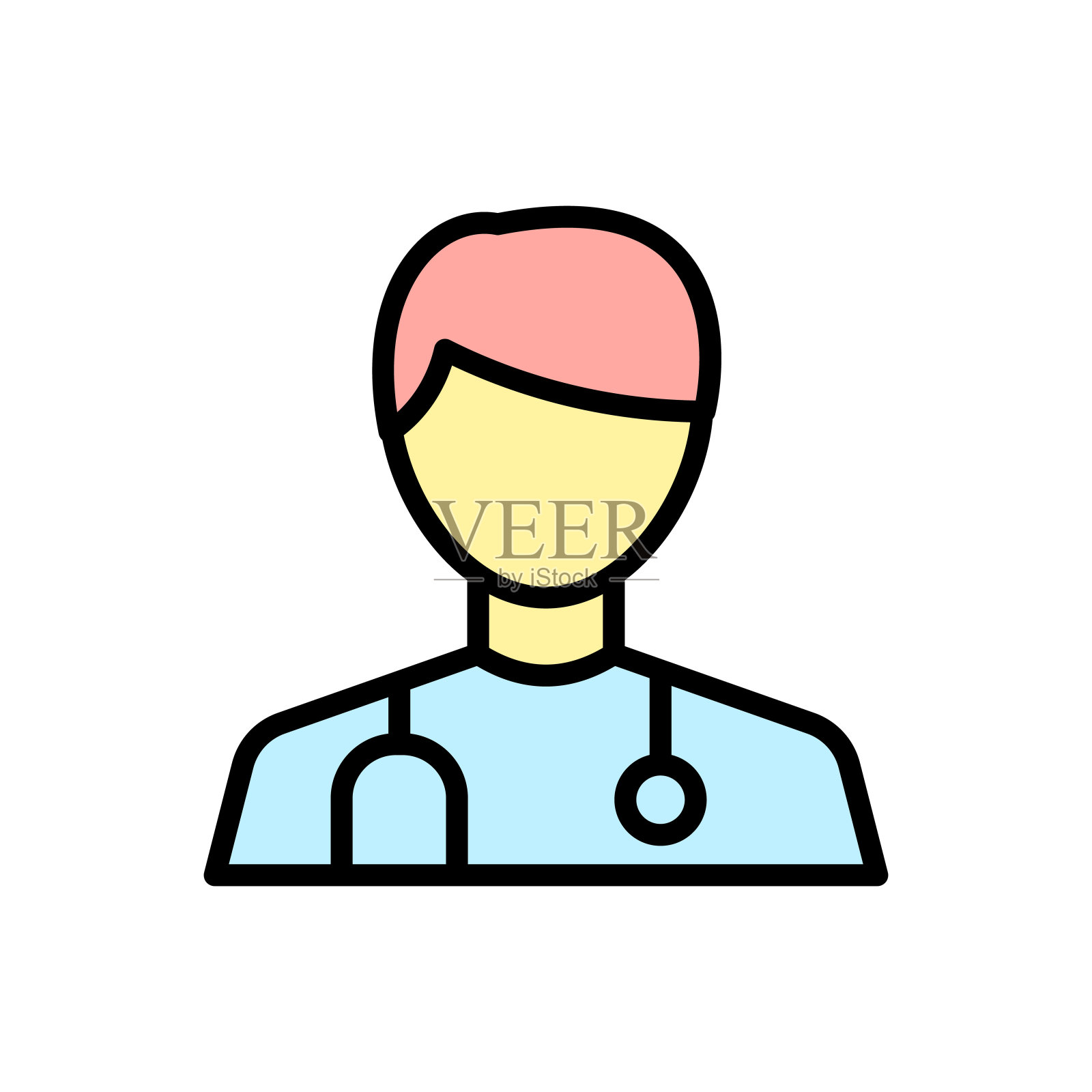 医生,《阿凡达》的图标。简单的颜色与轮廓向量元素的消防人员图标，用户界面和用户体验，网站或移动应用程序插画图片素材