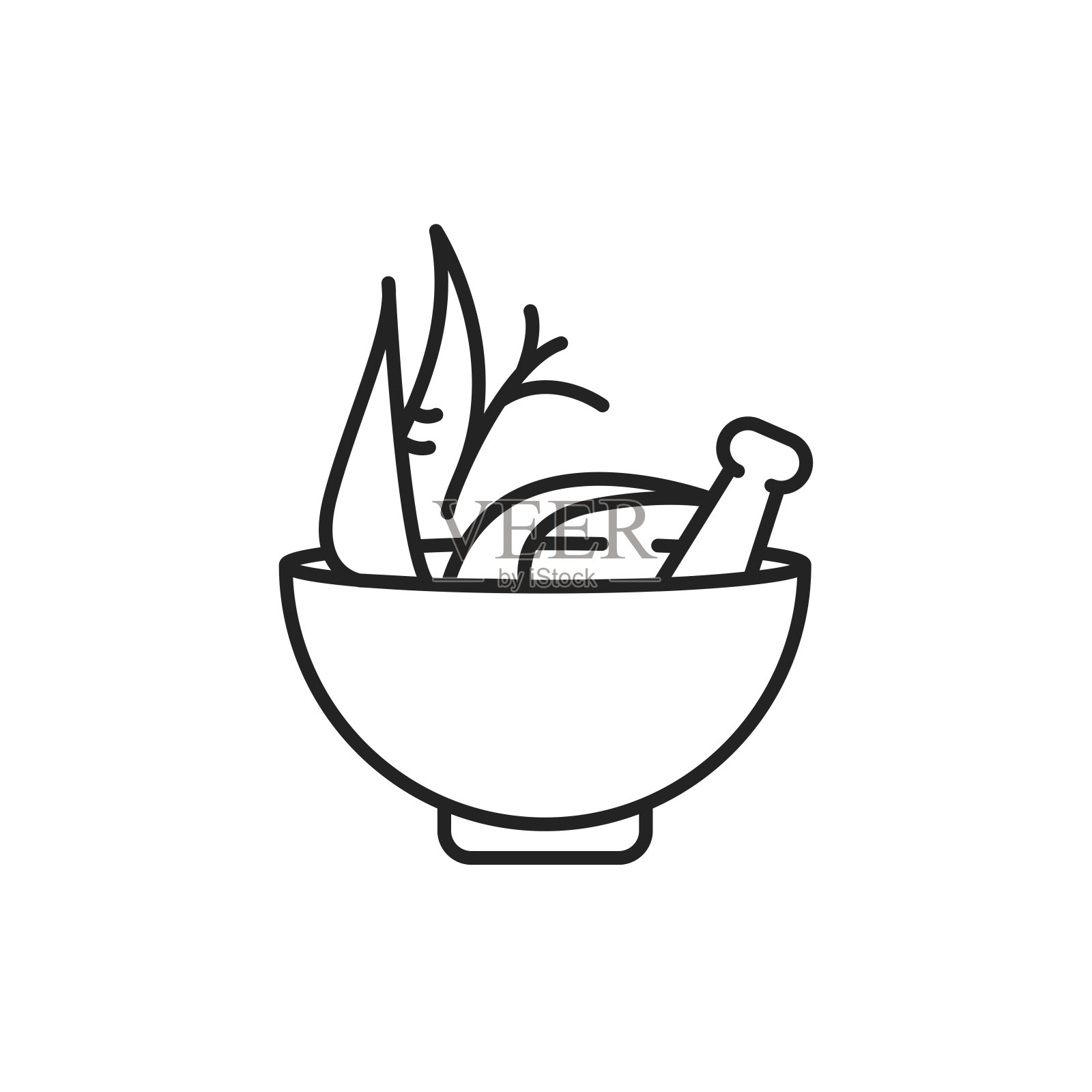 阿什瓦甘达碗干根药草线黑色图标。来自亚洲的替代药物。网页、手机应用、按钮、logo的签名。可编辑的中风。插画图片素材