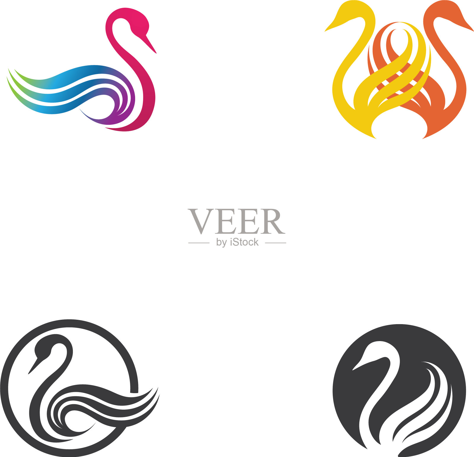 天鹅标志溢价和符号图标素材