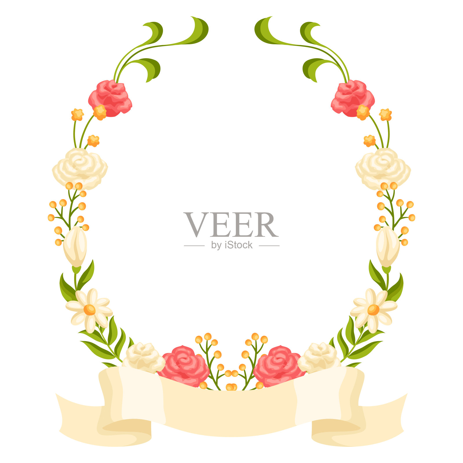 婚礼相框邀请或贺卡。插画图片素材