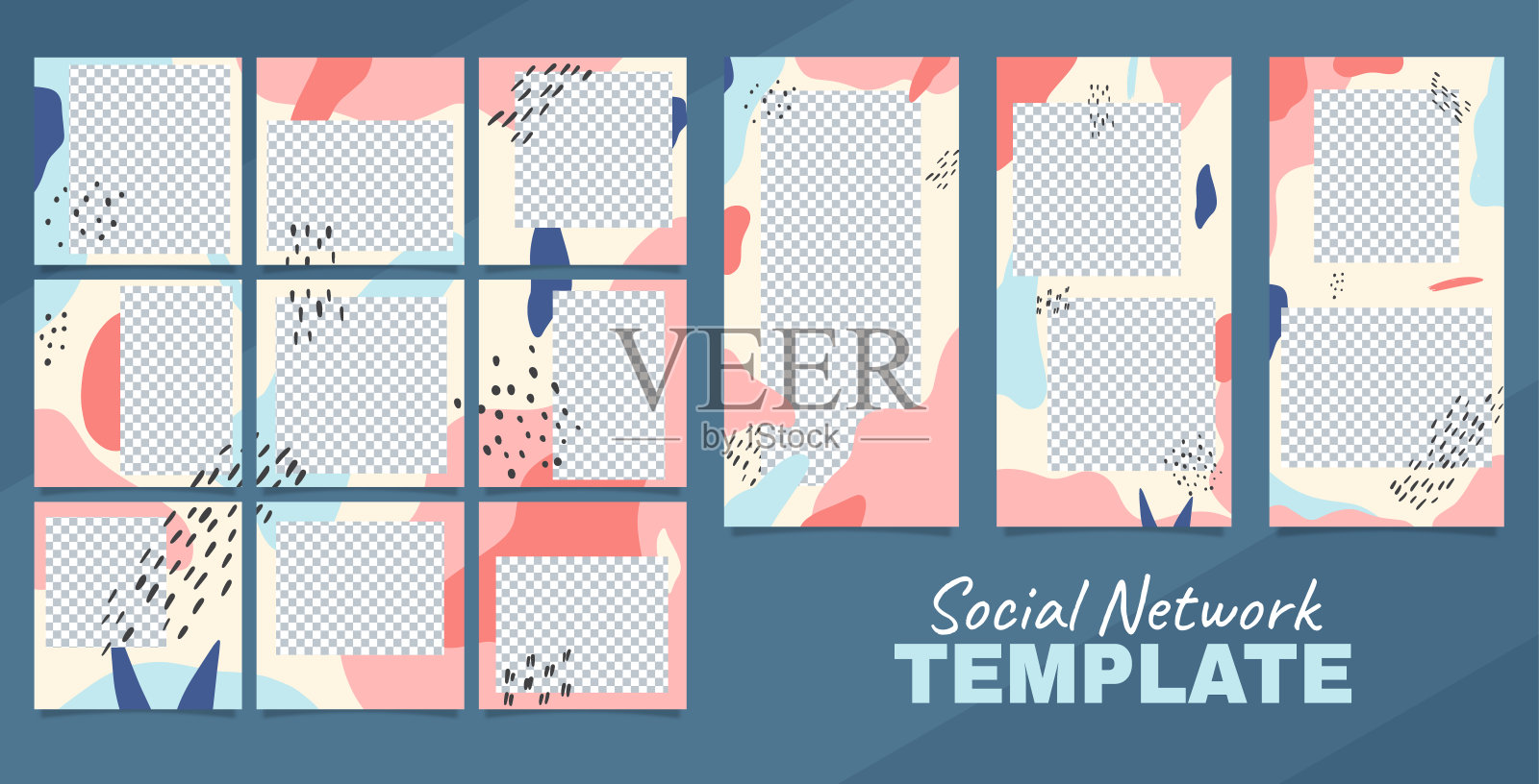 可编辑的模板的帖子在社交网络插画图片素材