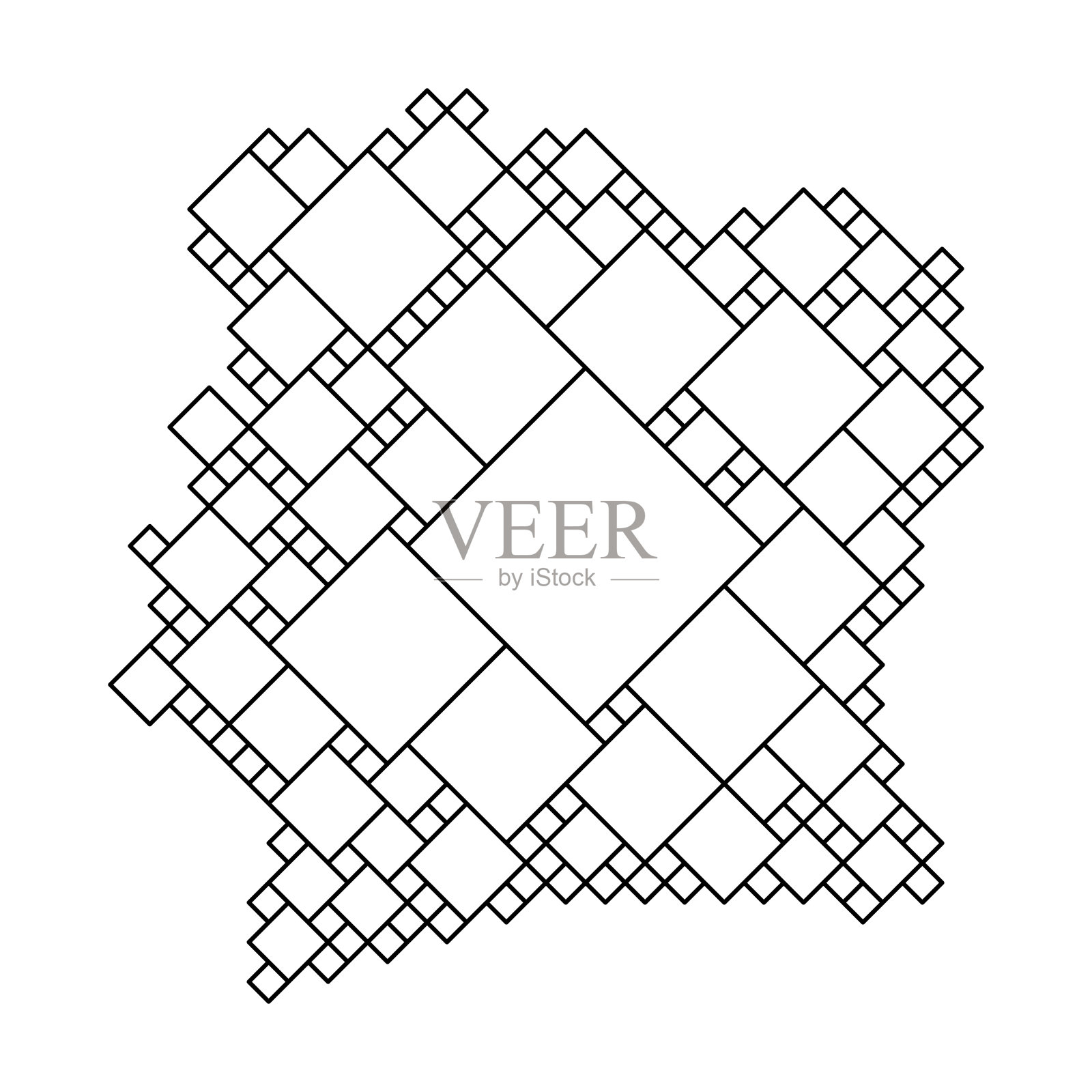 象牙海岸地图从黑色图案网格不同大小的正方形。矢量插图。插画图片素材