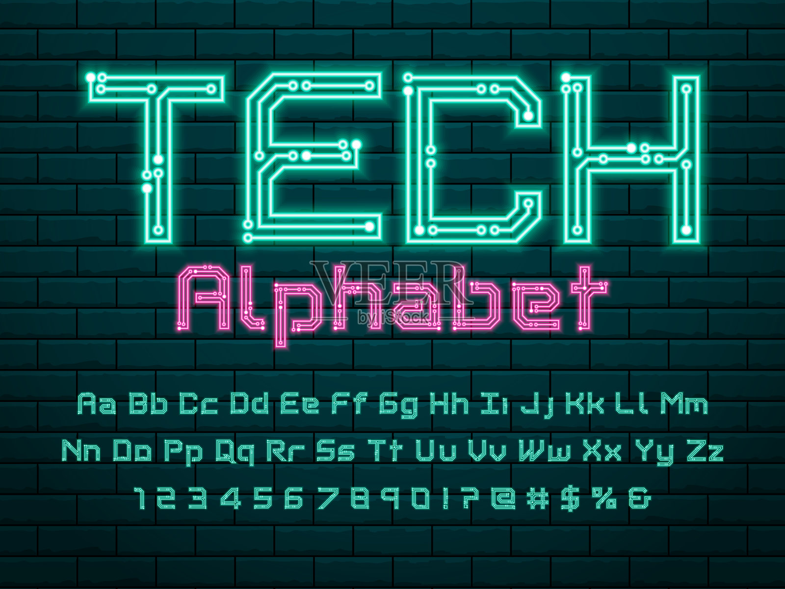 氖字体。插画图片素材