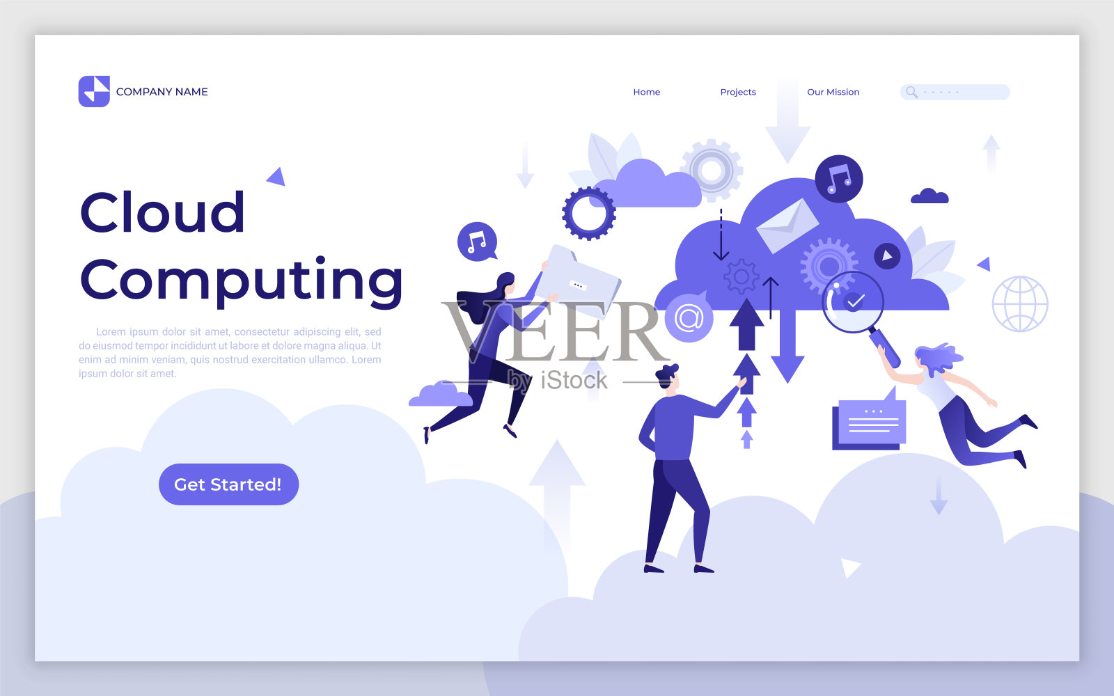 平面着陆页面模板插画图片素材