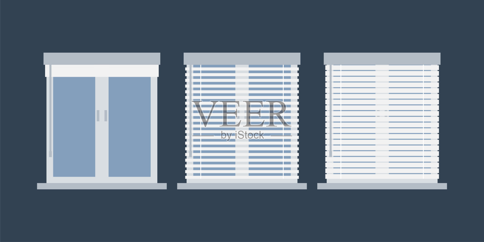 平面上的矢量窗jaloussimple设计插图。插画图片素材