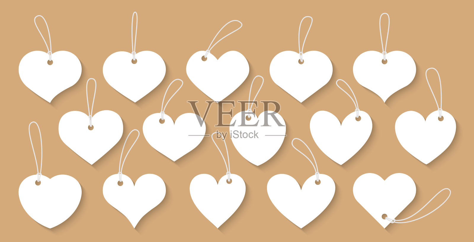 心剪纸复古标签标签线矢量集插画图片素材