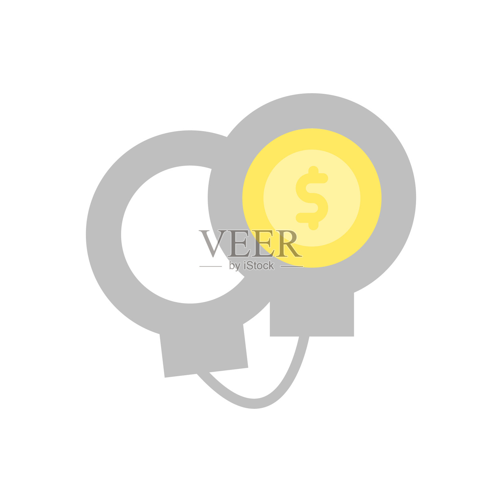 手铐美元硬币图标。简单的颜色矢量元素破产图标的用户界面和用户体验，网站或移动应用程序插画图片素材