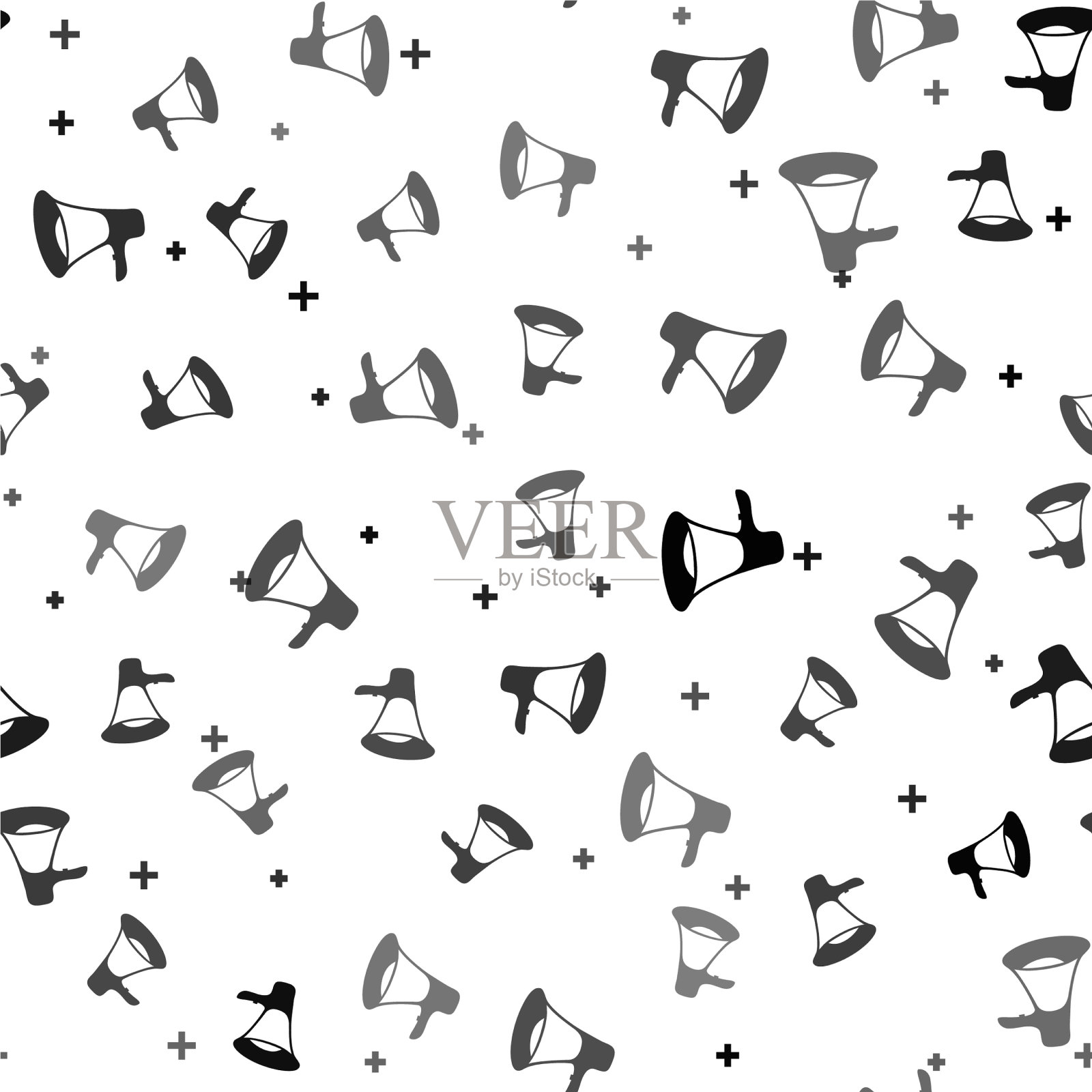 黑色扩音器图标隔离无缝模式开启插画图片素材