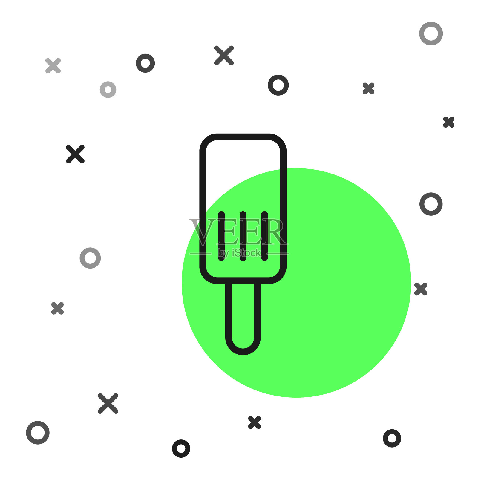 黑线冰淇淋图标孤立在白色背景。甜蜜的象征。向量插画图片素材