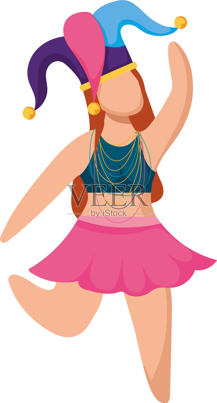 戴着狂欢节帽子的女人设计元素图片