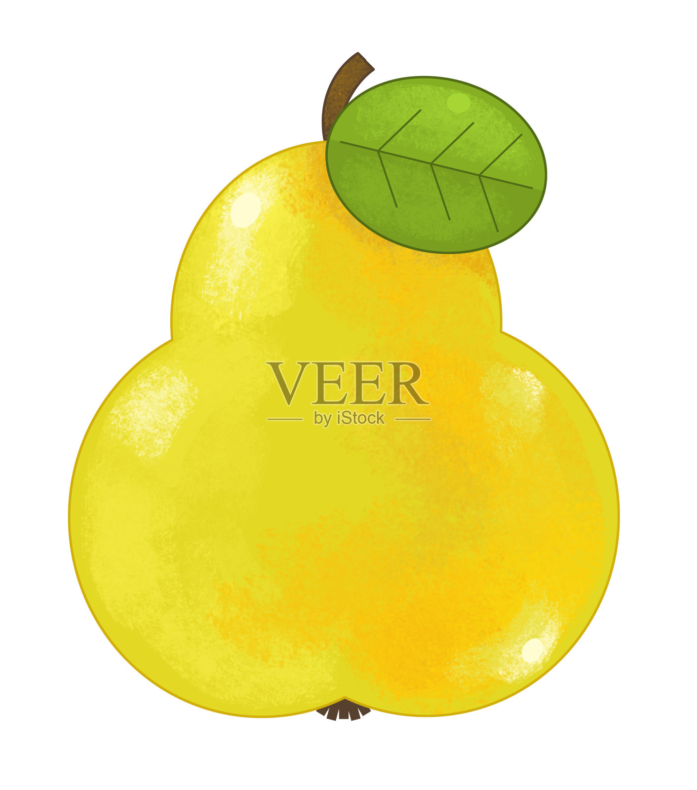 卡通水果梨在白色的背景-插图插画图片素材