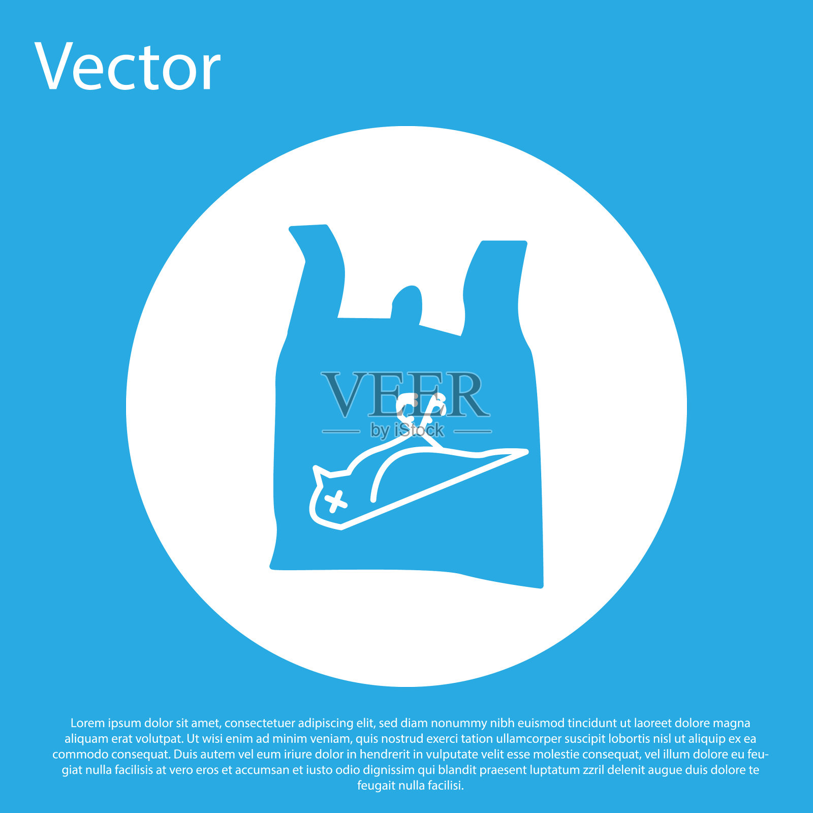 蓝色死鸟塑料图标孤立在蓝色插画图片素材