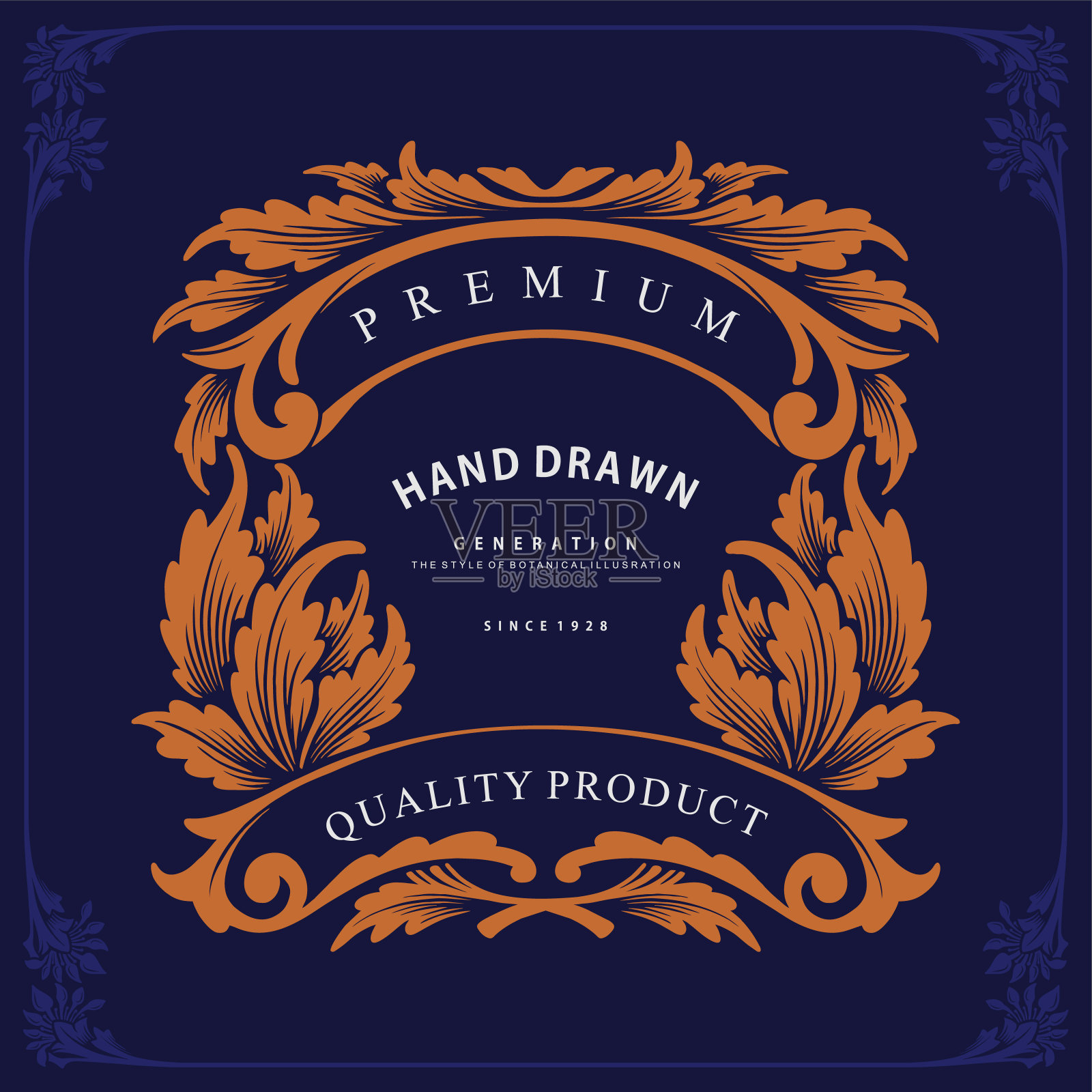 复古手绘花式框架标签合集插画图片素材