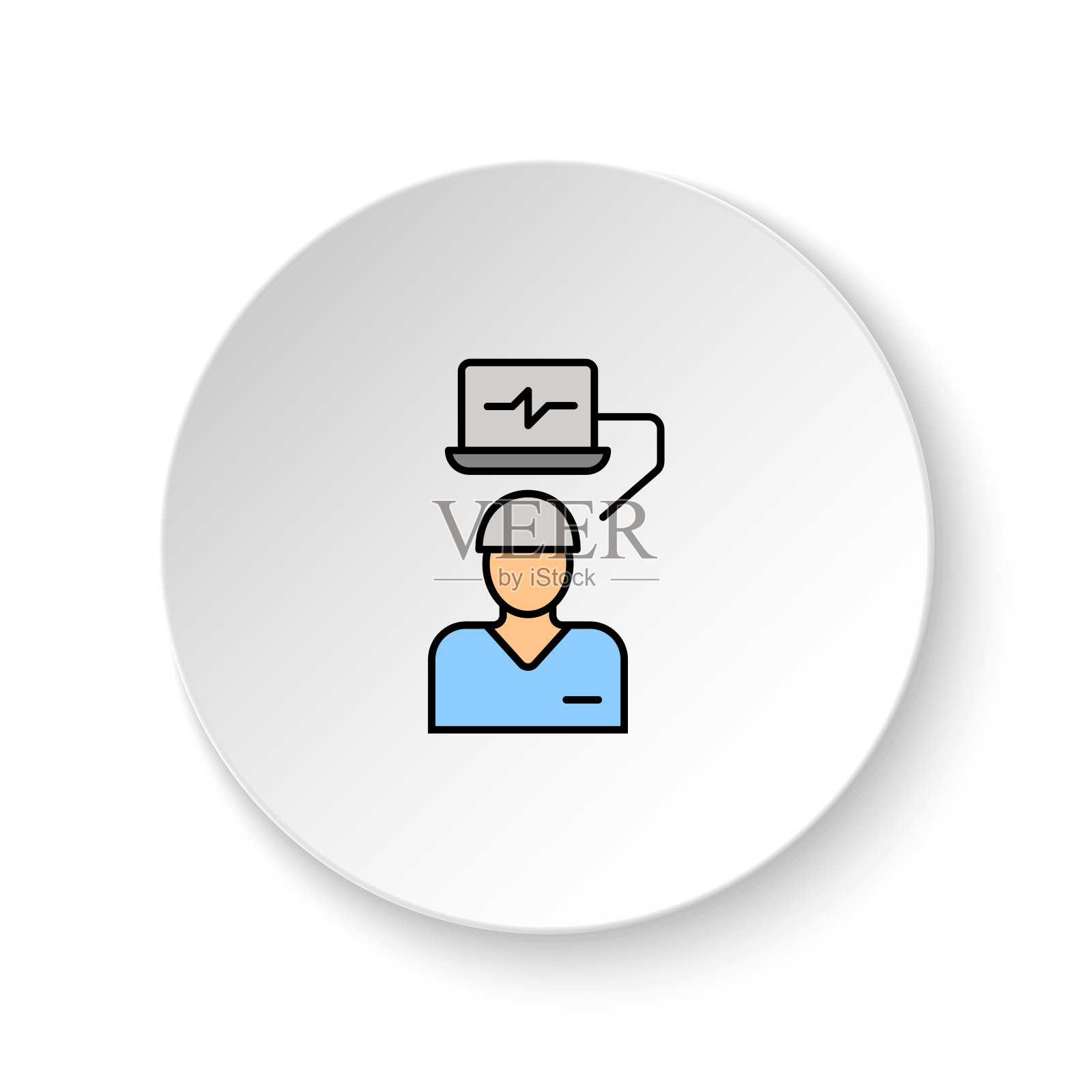 圆形按钮为网页图标，疾病，大脑，x线，心脏治疗。按钮横幅圆形，徽章界面的应用说明插画图片素材