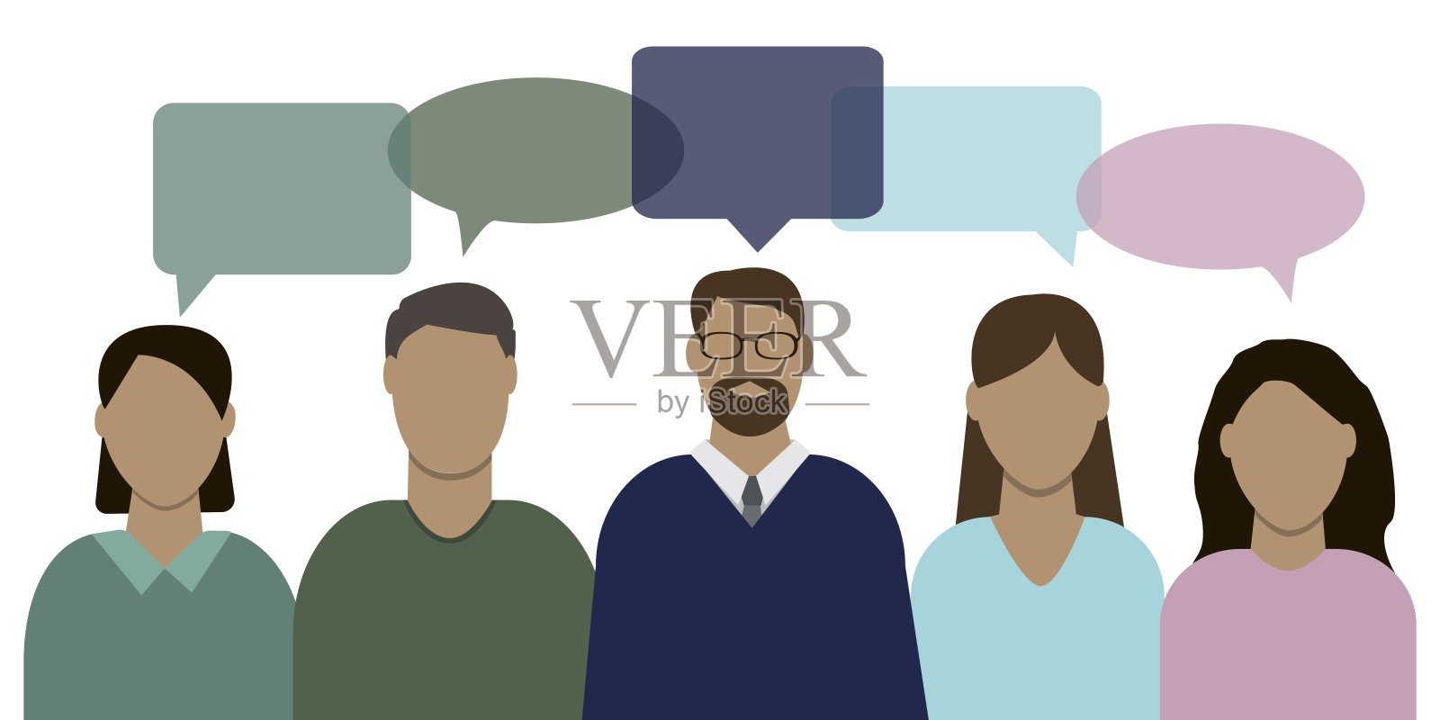 矢量图像的人与对话图标。人们在交流中的剪影。插画图片素材