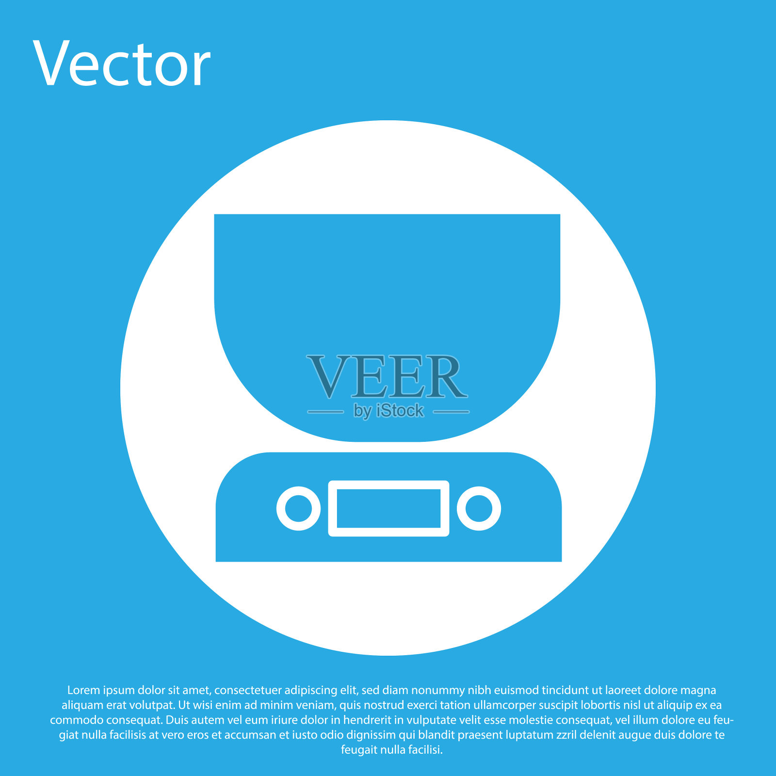 蓝色电子秤图标孤立在蓝色插画图片素材