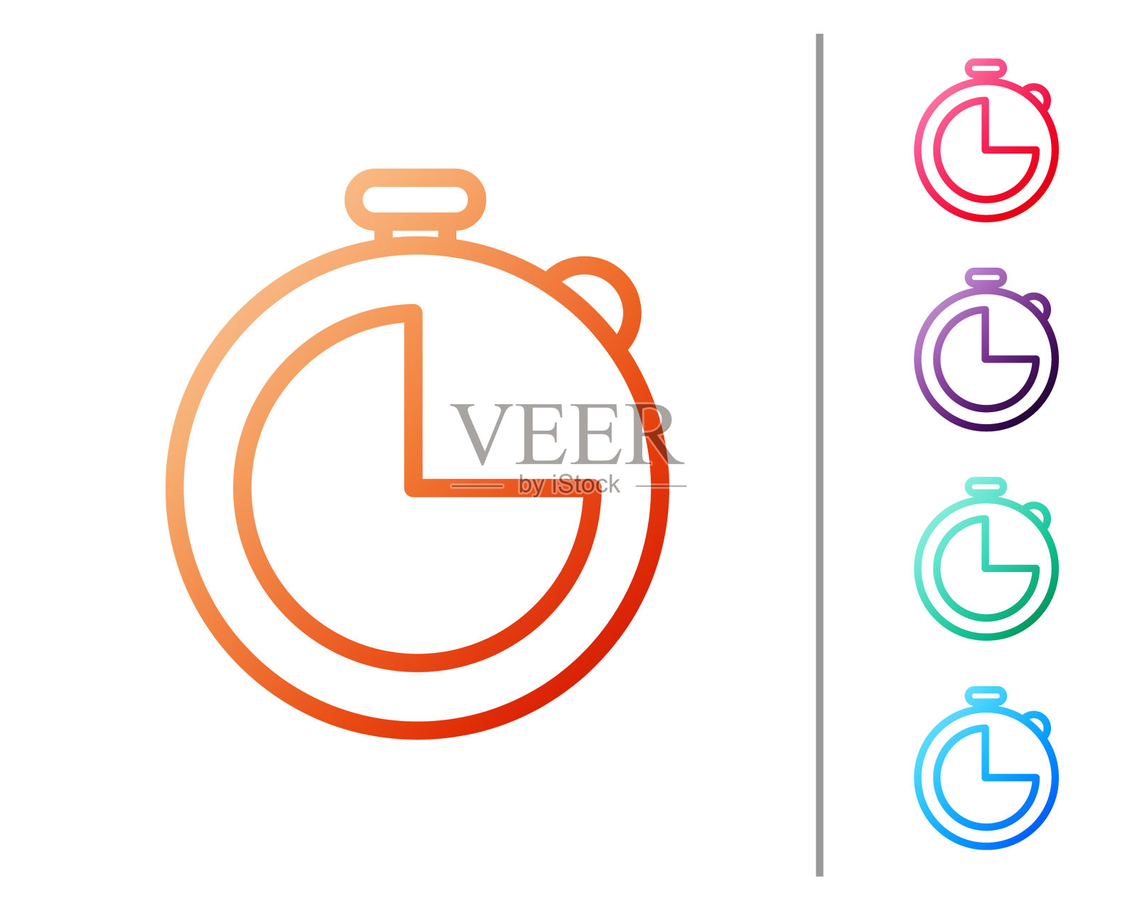 红色线厨房计时器图标隔离在白色图标素材