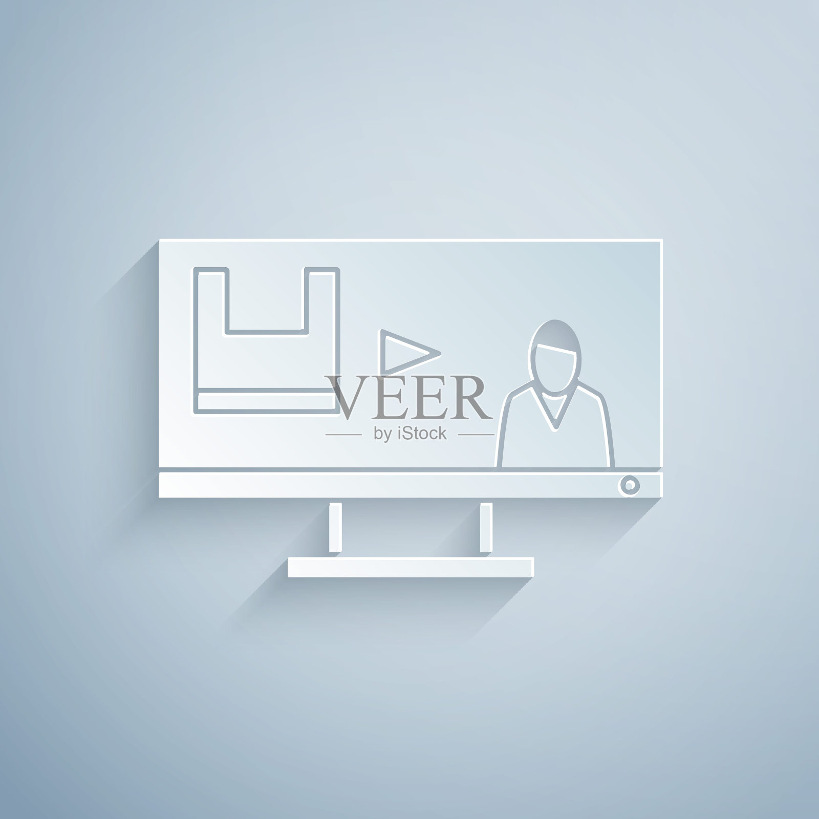 剪纸停止塑料污染图标孤立在灰色背景。生态的海报。纸艺术风格。矢量图插画图片素材