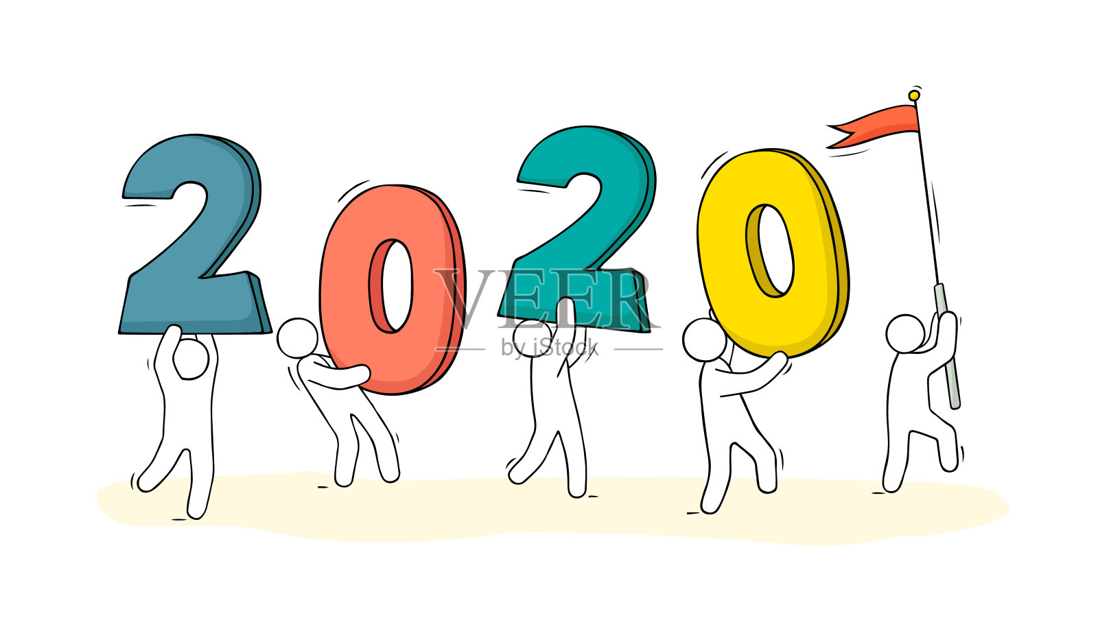 2020年贺年卡。插画图片素材