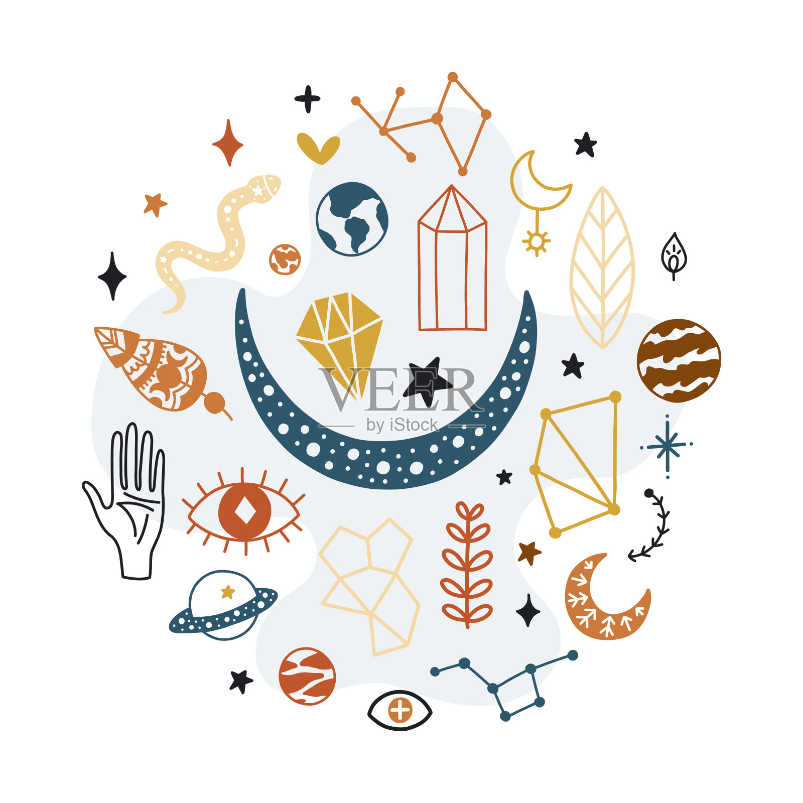 魔法矢量背景与装饰元素插画图片素材