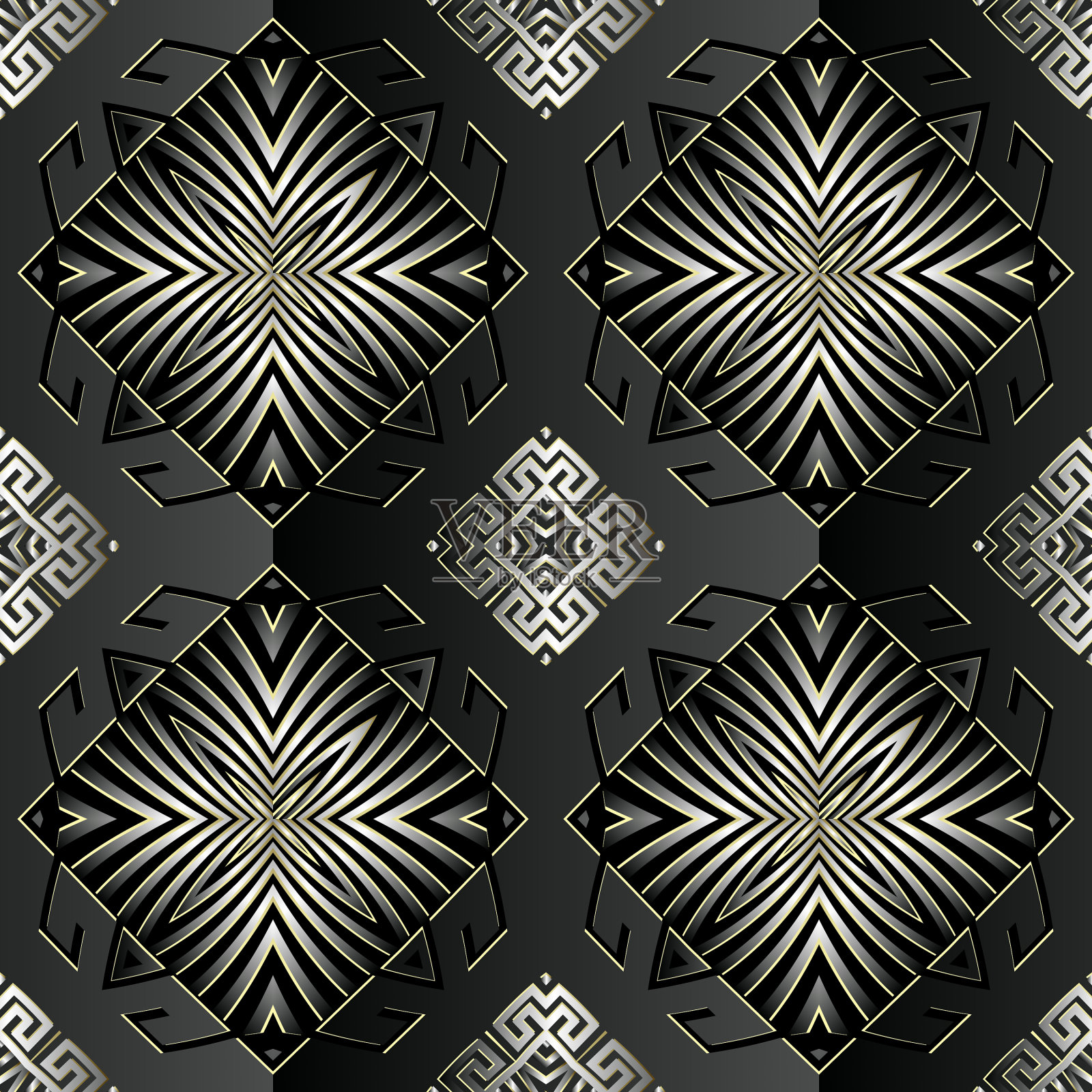 希腊3d纹理无缝图案插画图片素材