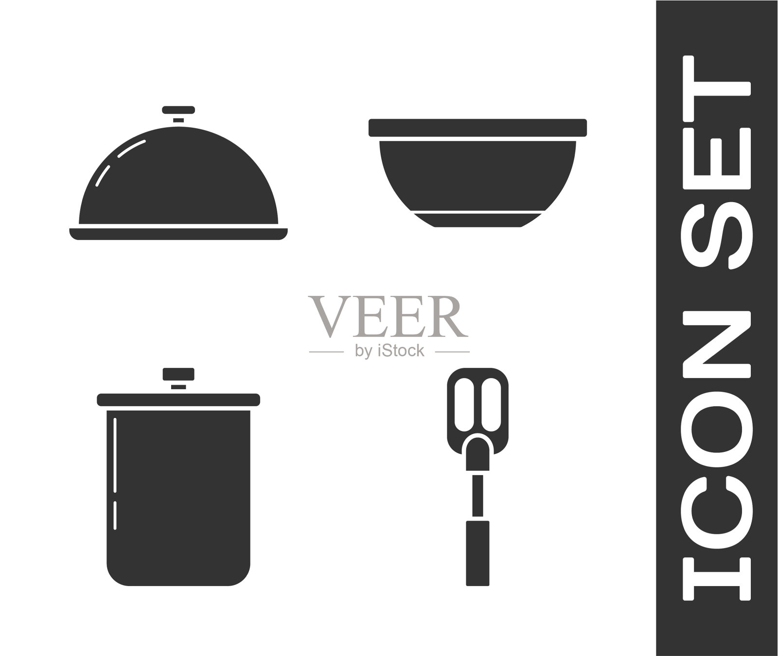 在抹刀上盖上一盘食物图标素材