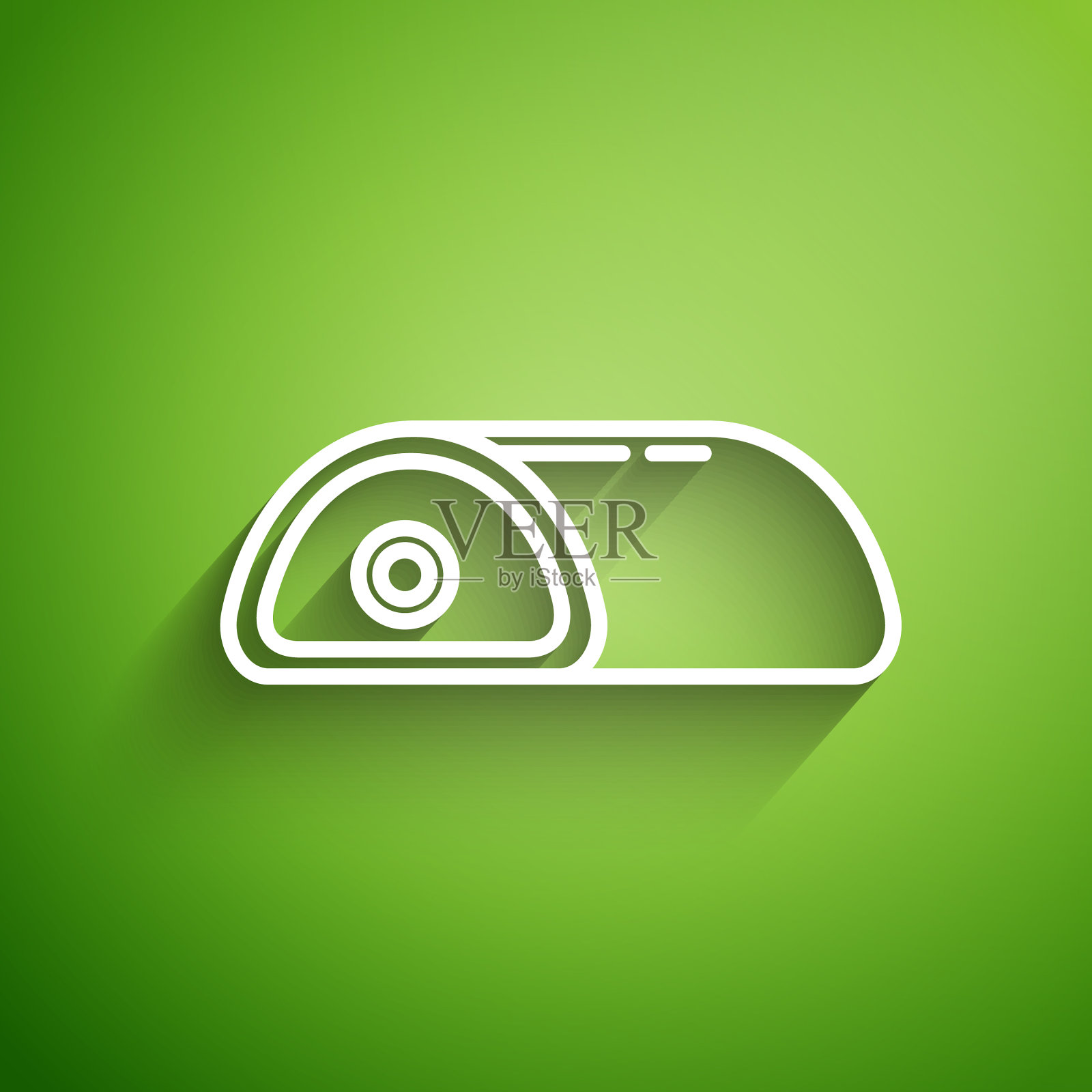 白线肉图标隔离在绿色背景插画图片素材