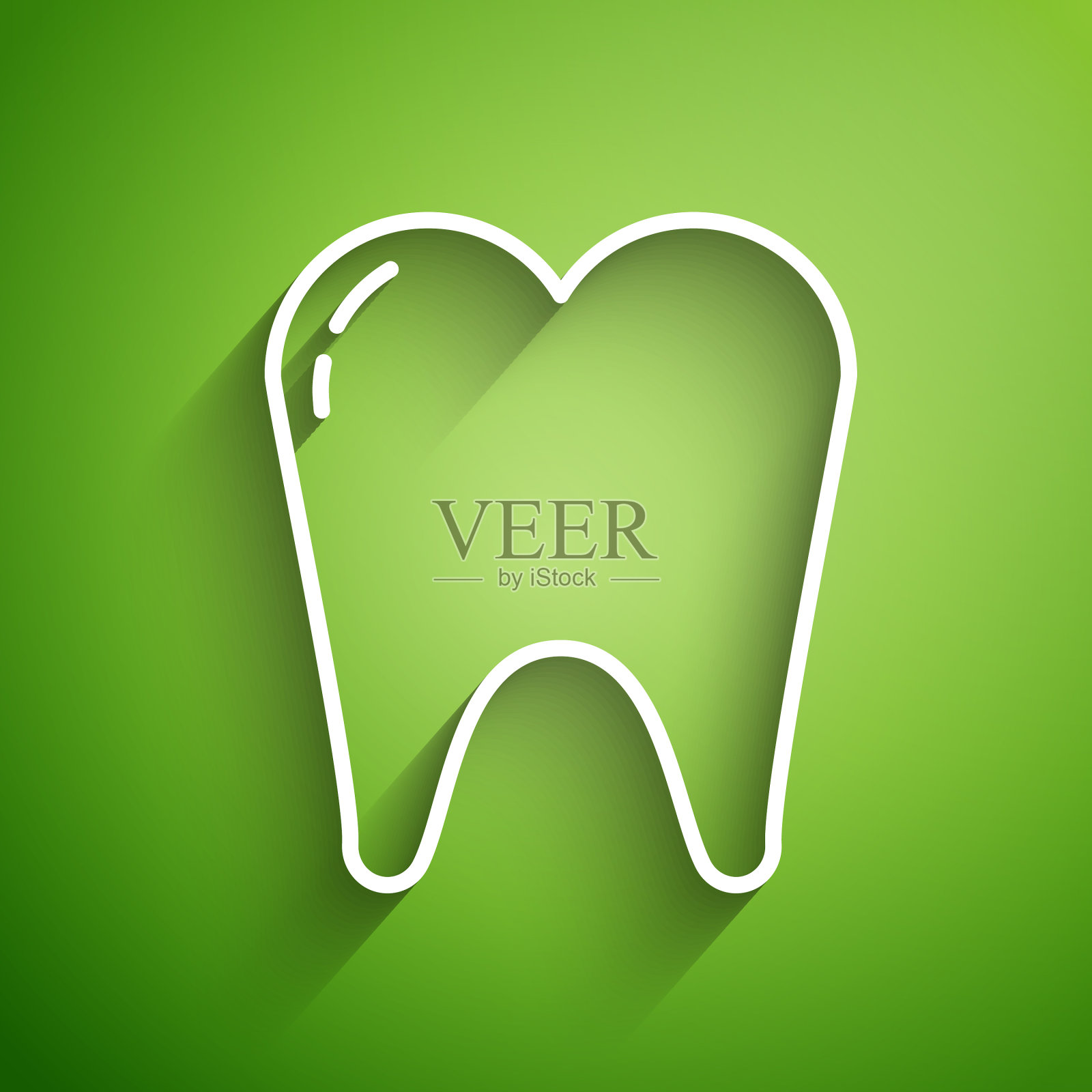 白色线齿图标孤立在绿色背景上插画图片素材