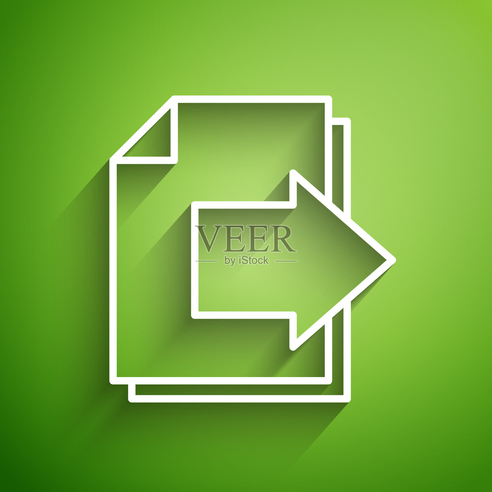 白线下一页箭头图标隔离在绿色插画图片素材