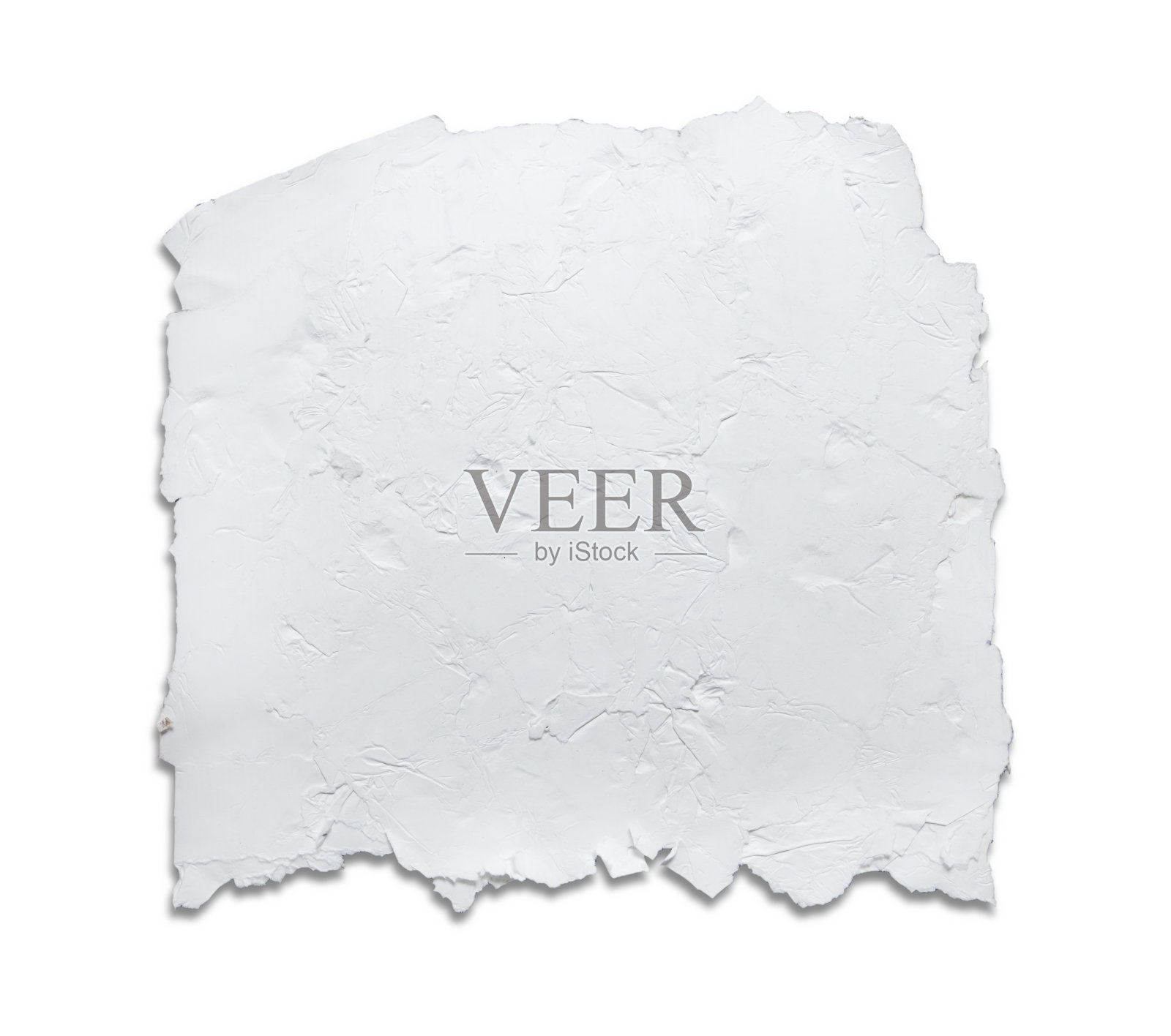 旧的生态牛皮纸，白色背景上的白色皱巴巴的纸照片摄影图片