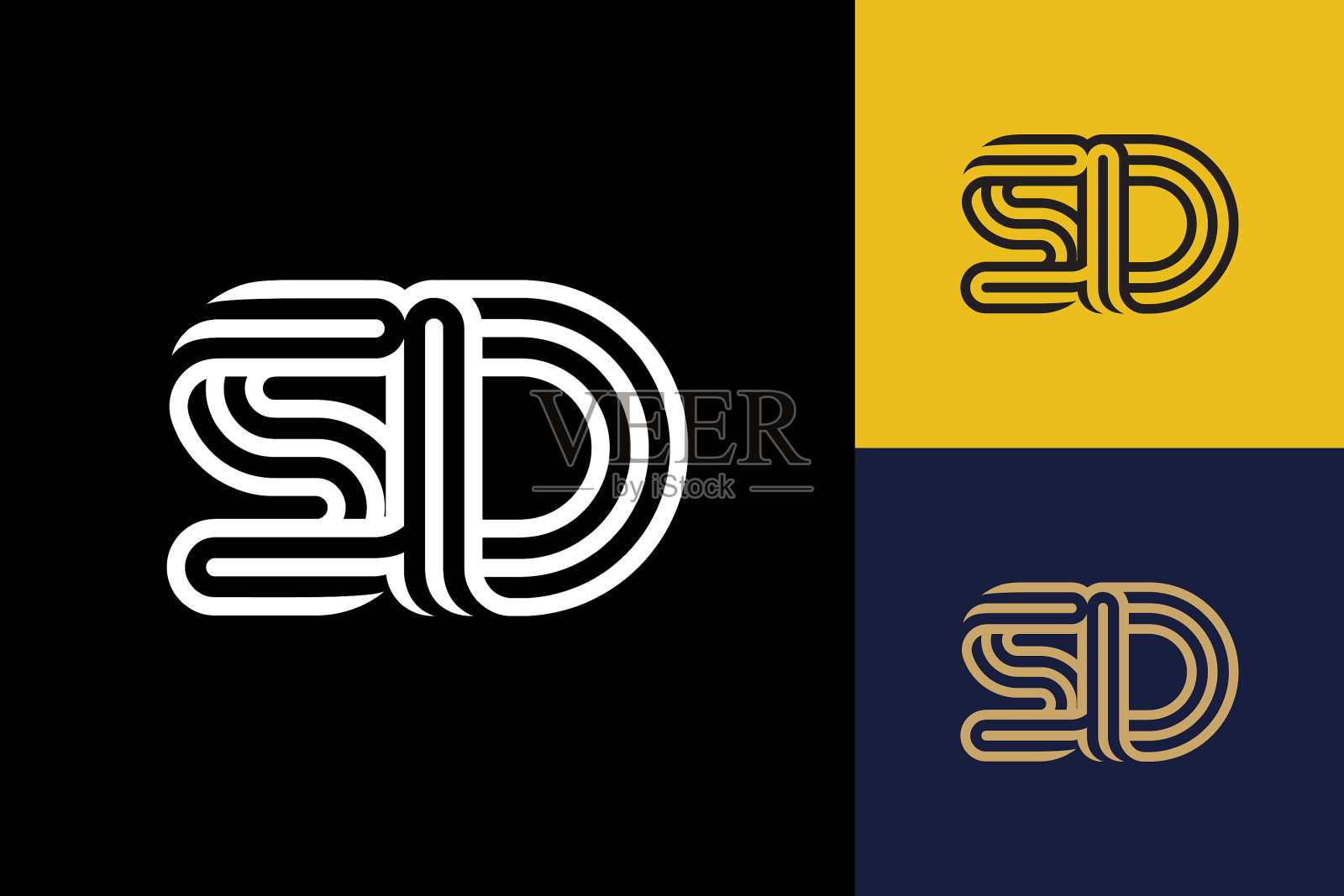 S和d组合线字母标志创意插画图片素材