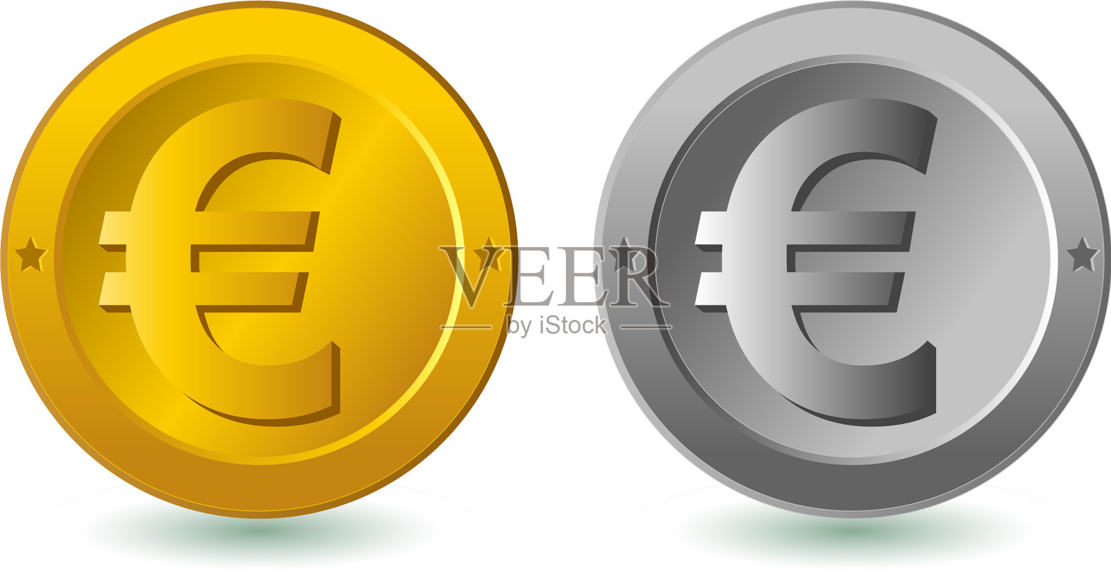 银币和金币的欧元图标素材