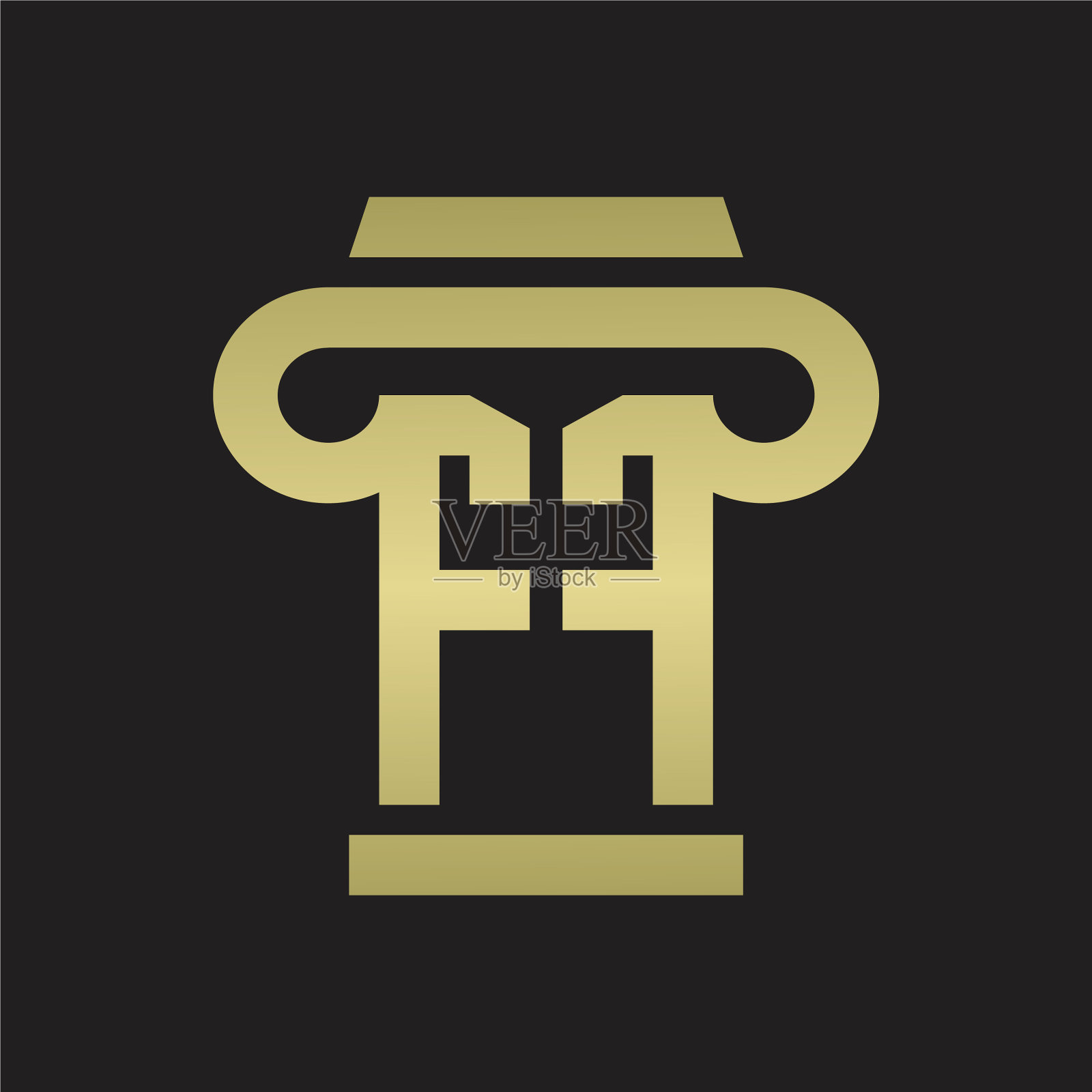 Ff标志与柱式图案组合设计插画图片素材