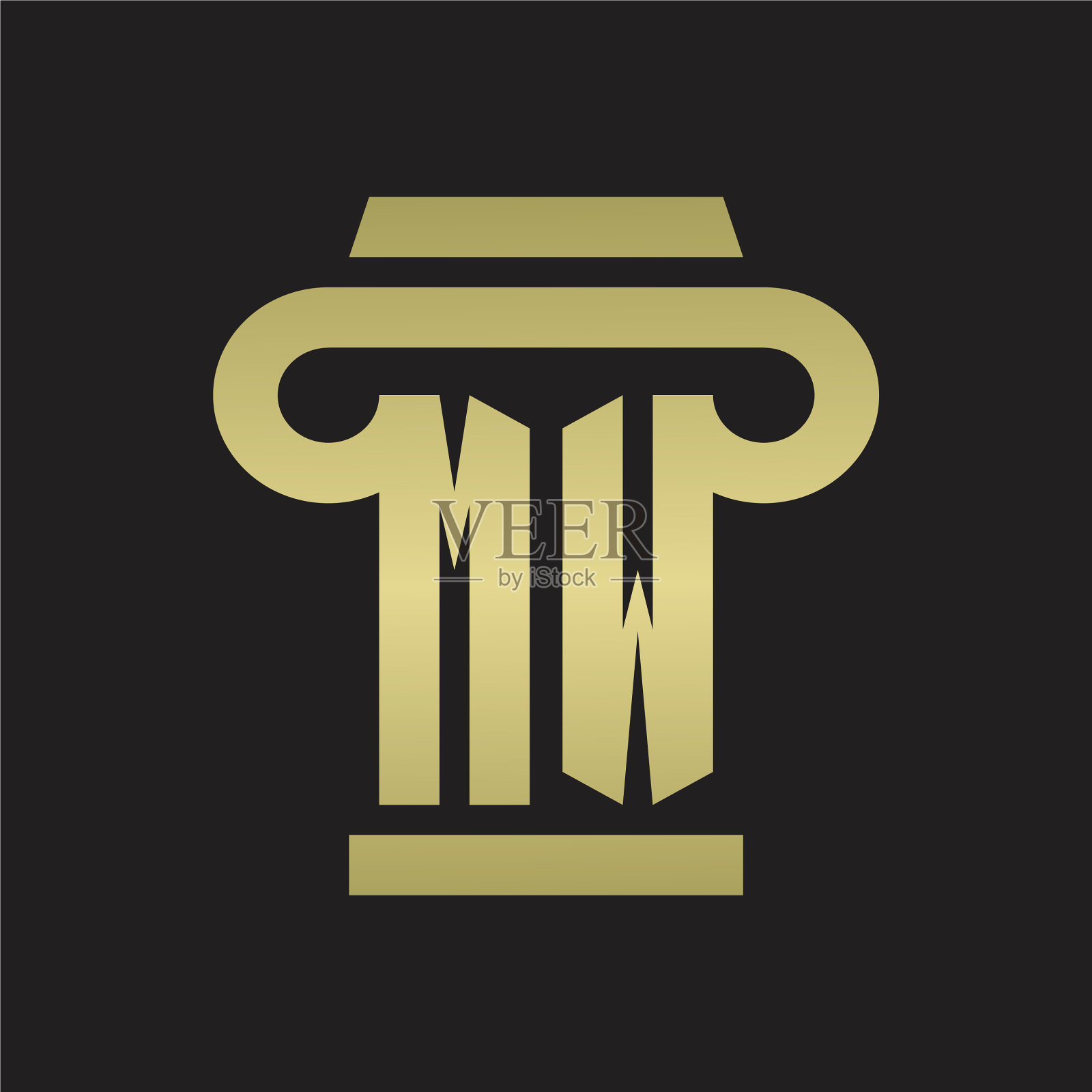 Mw标志与柱式图案设计插画图片素材