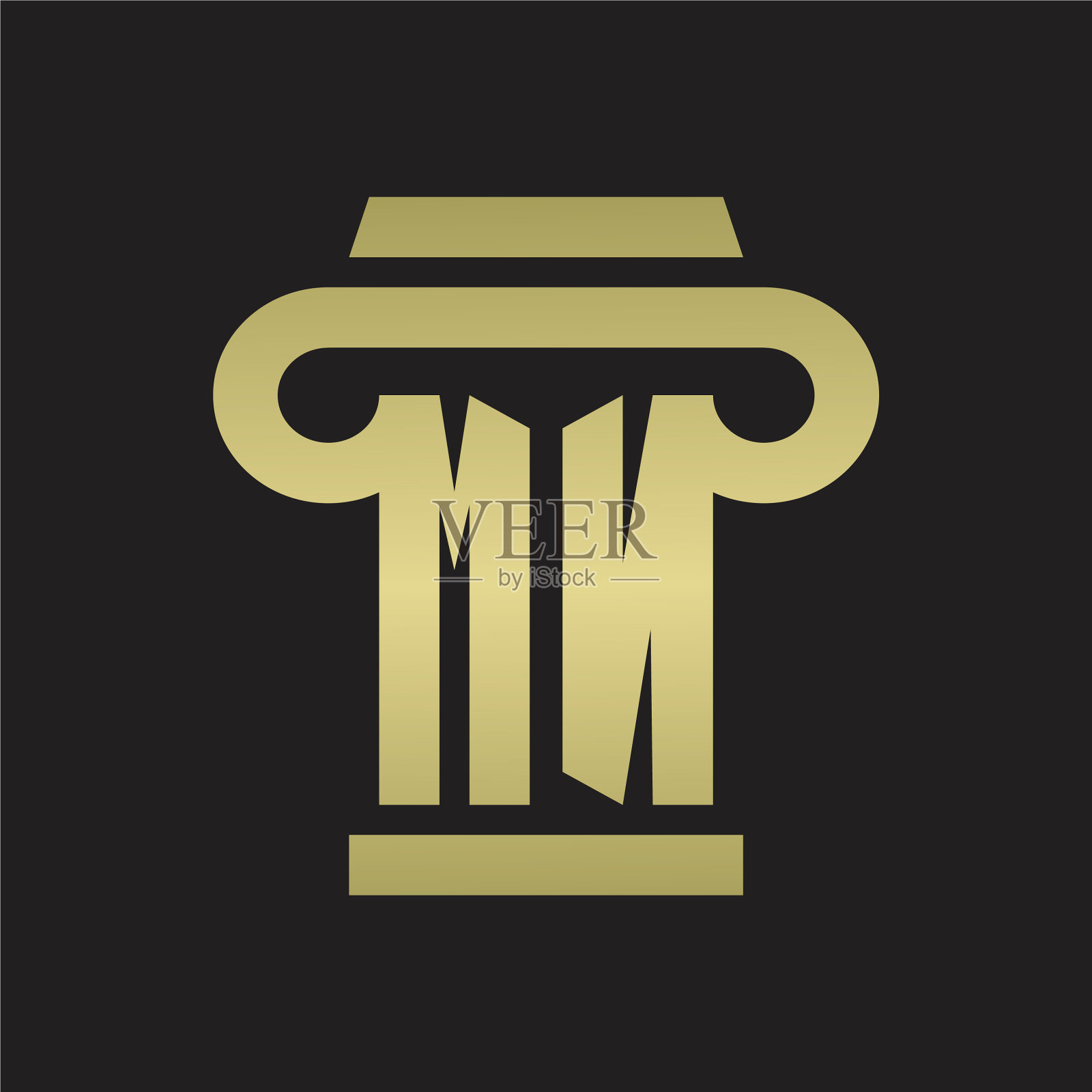 锰标志与柱式图案组合设计插画图片素材