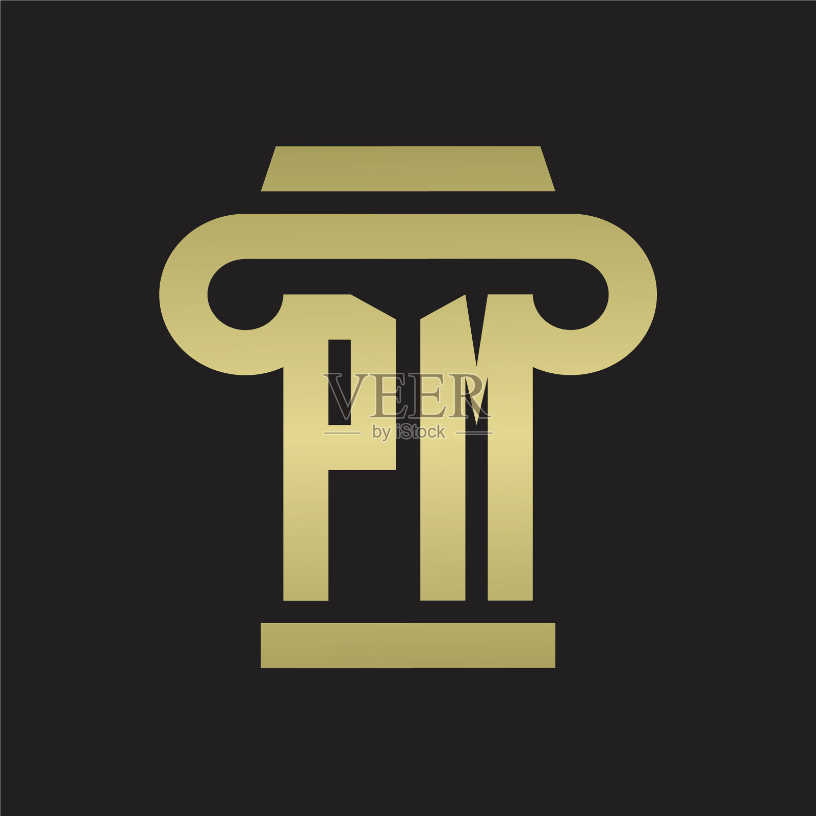 PM标志字母与柱式设计插画图片素材