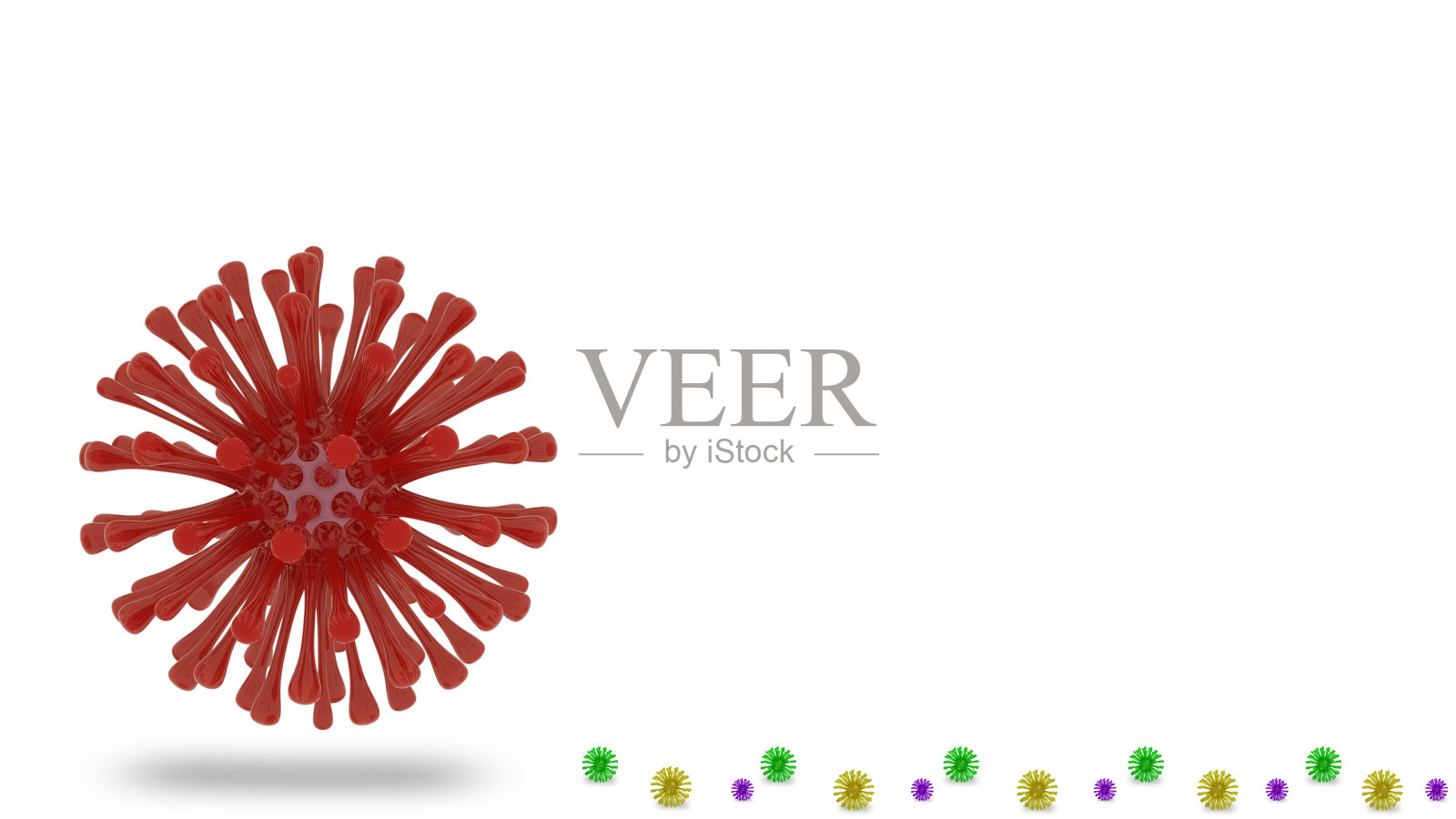 COVID-19的特写。白色背景上的病毒照片摄影图片